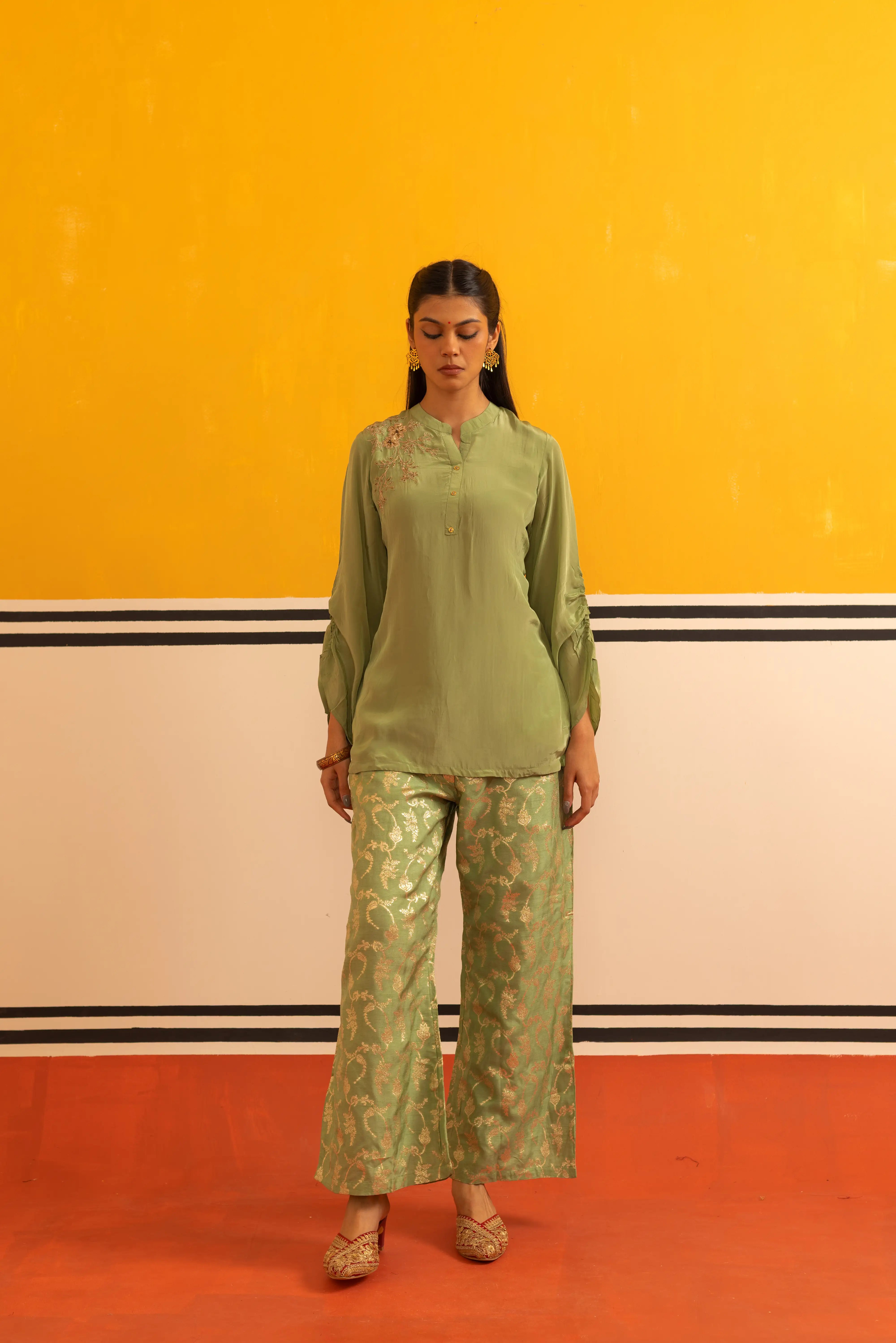 Green Silk Co-ord Set