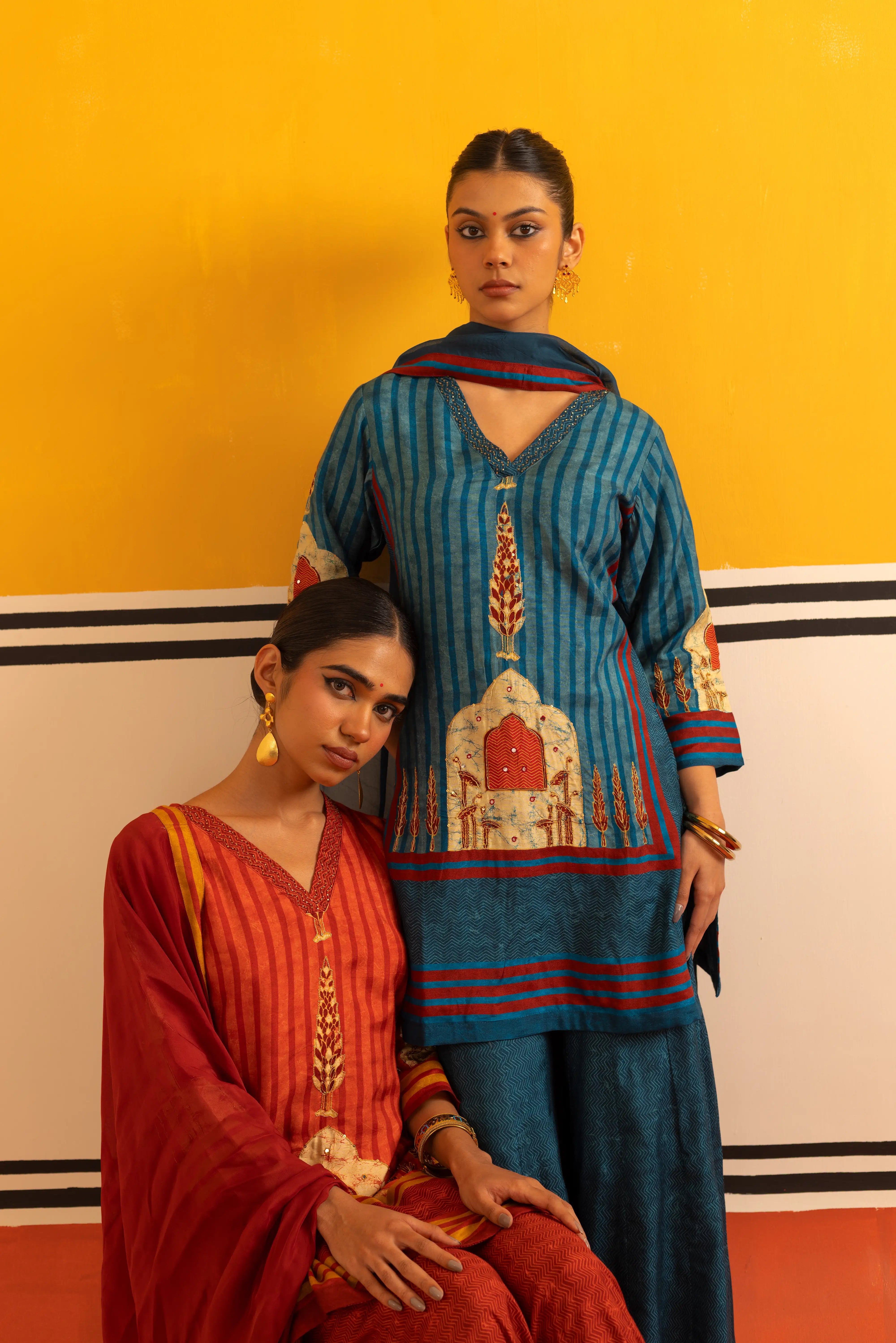 Rust Muslin Straight Suit Set