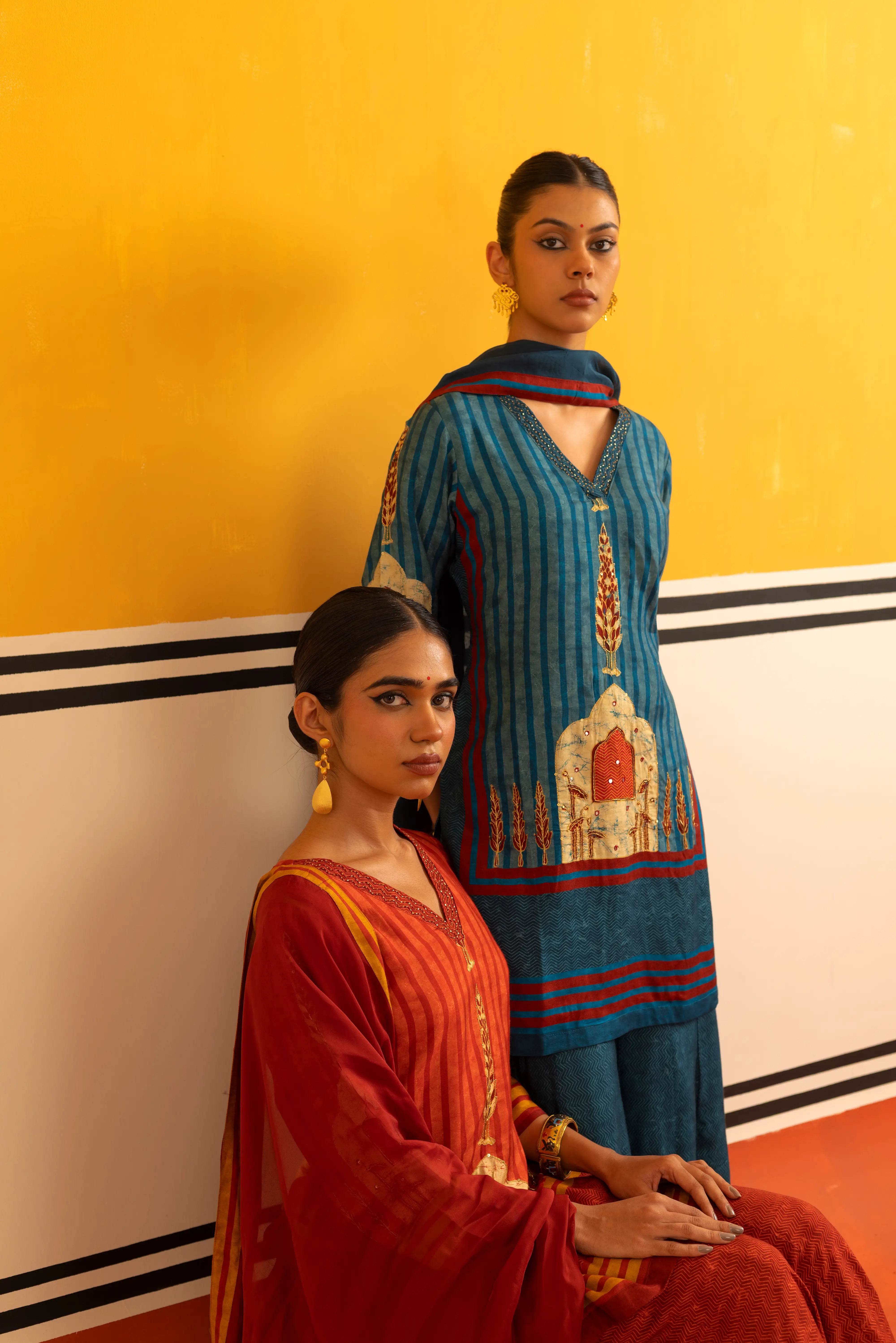 Rust Muslin Straight Suit Set