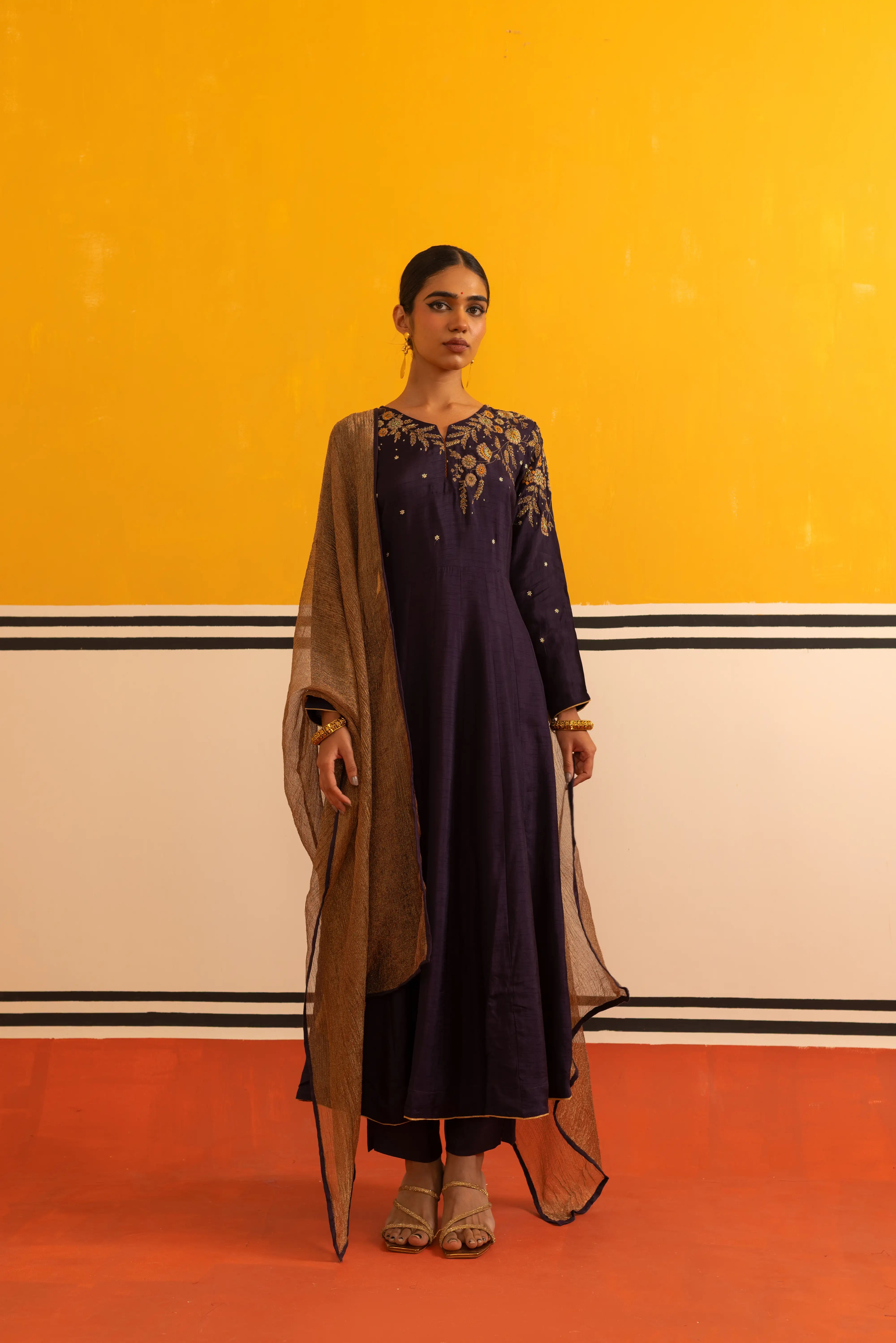 Stunning Magenta Flared Suit Set