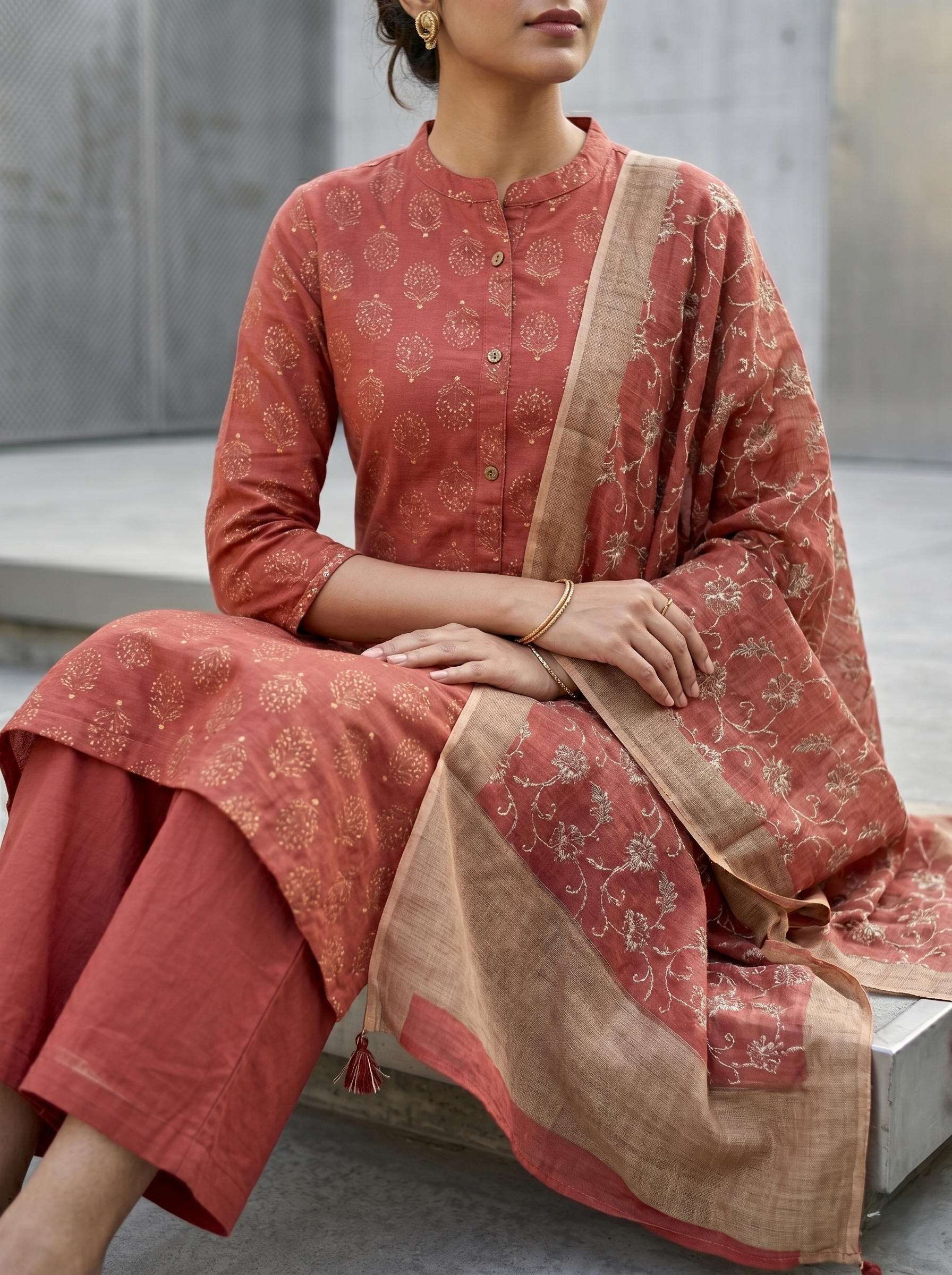 Rust straight suit set