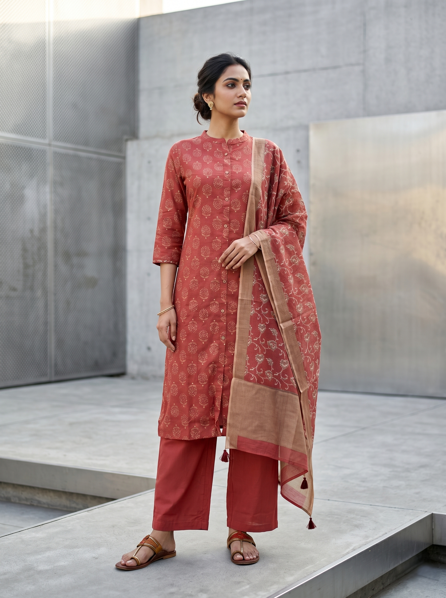 Rust straight suit set