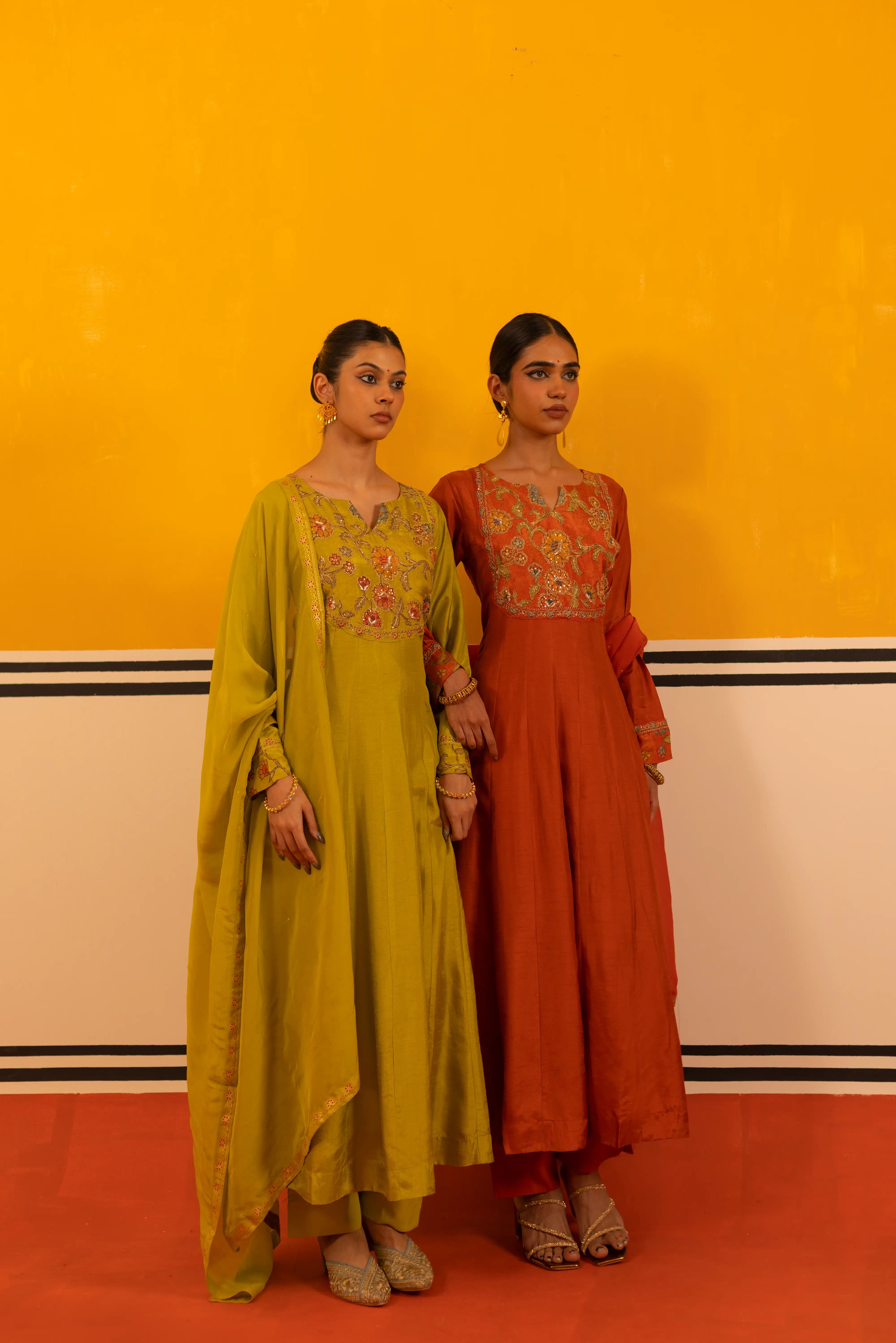 Radiant Lemon Silk Flared Suit Set