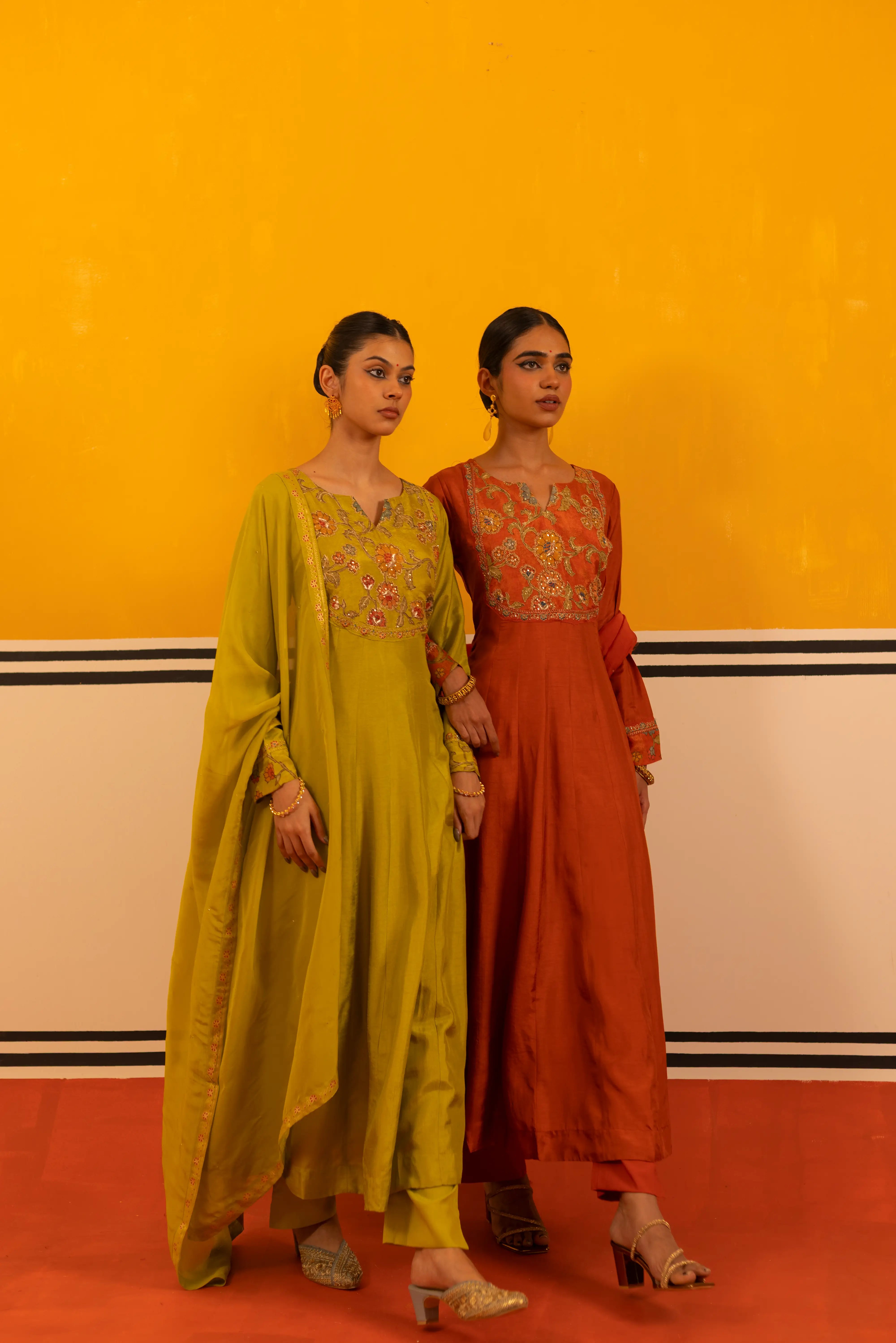 Radiant Lemon Silk Flared Suit Set