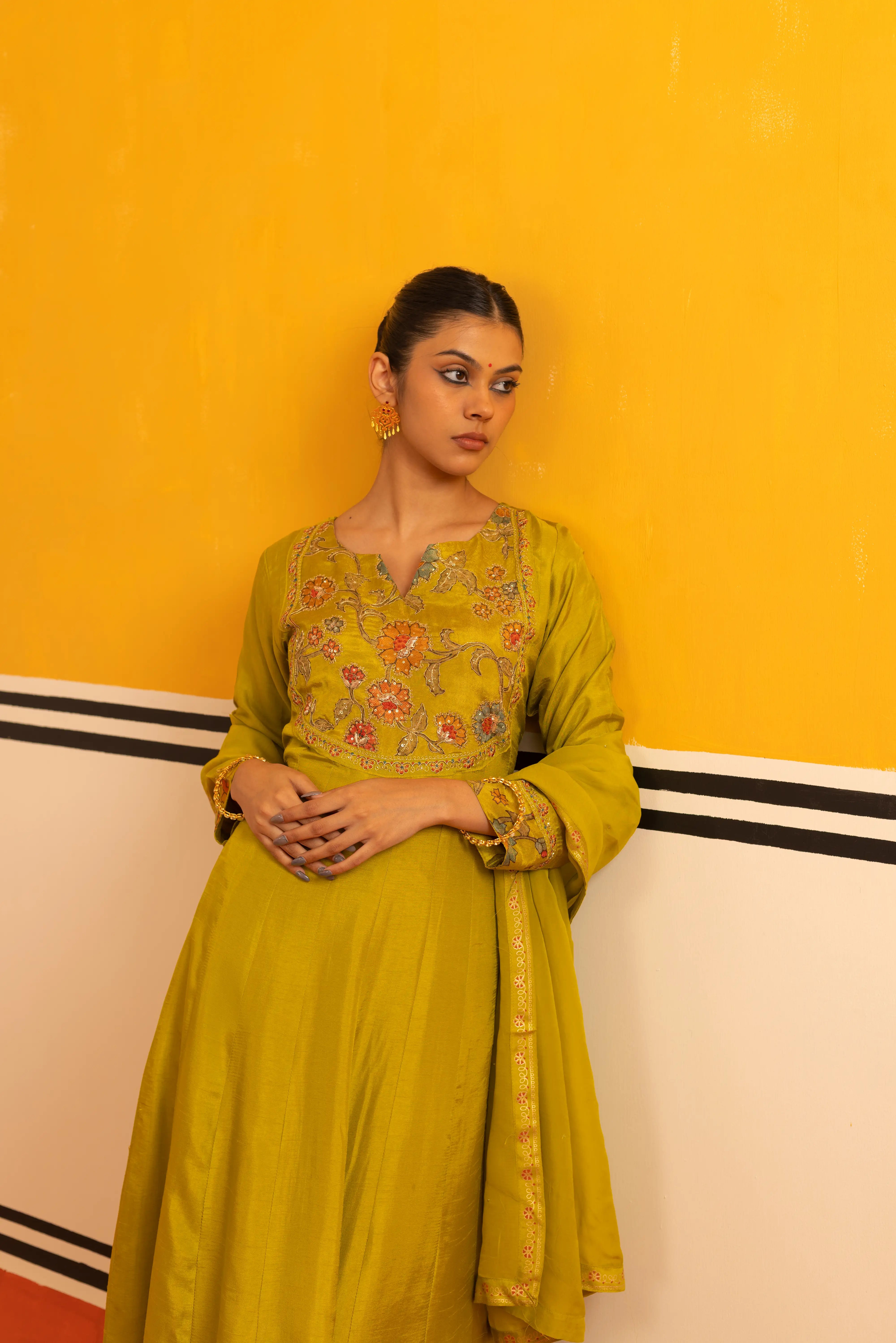 Radiant Lemon Silk Flared Suit Set