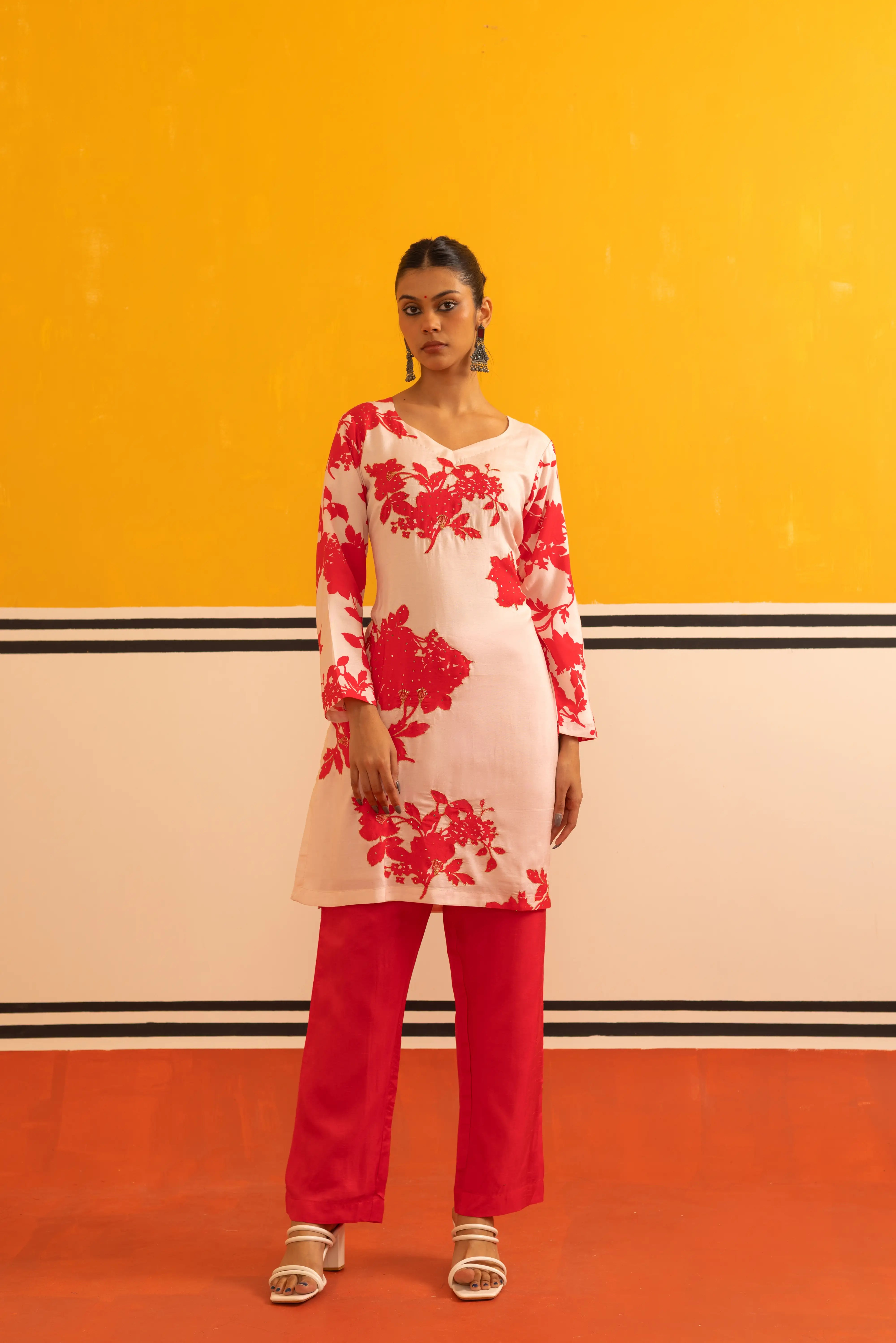 Cream Modal Chanderi Co-ord Set