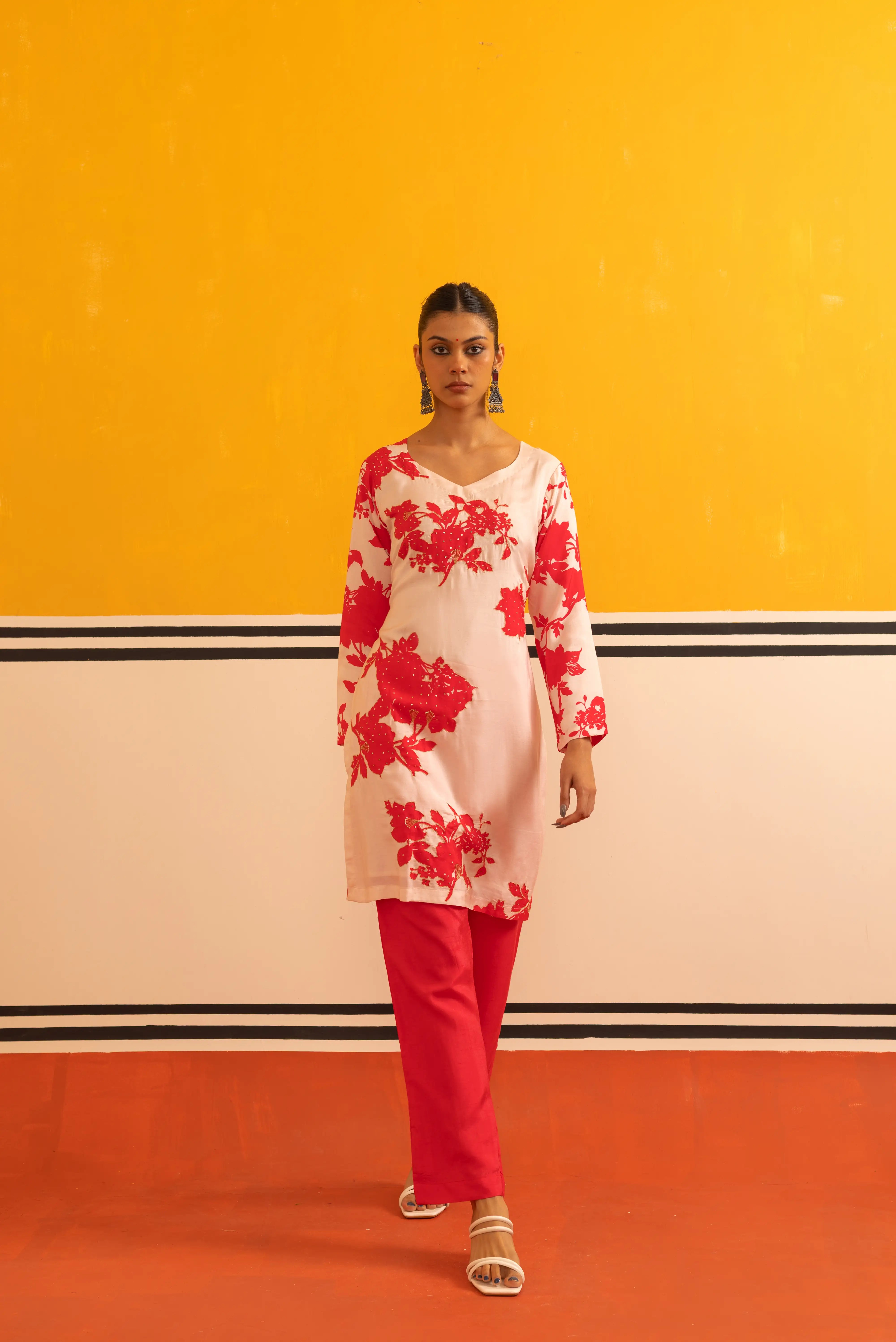 Cream Modal Chanderi Co-ord Set