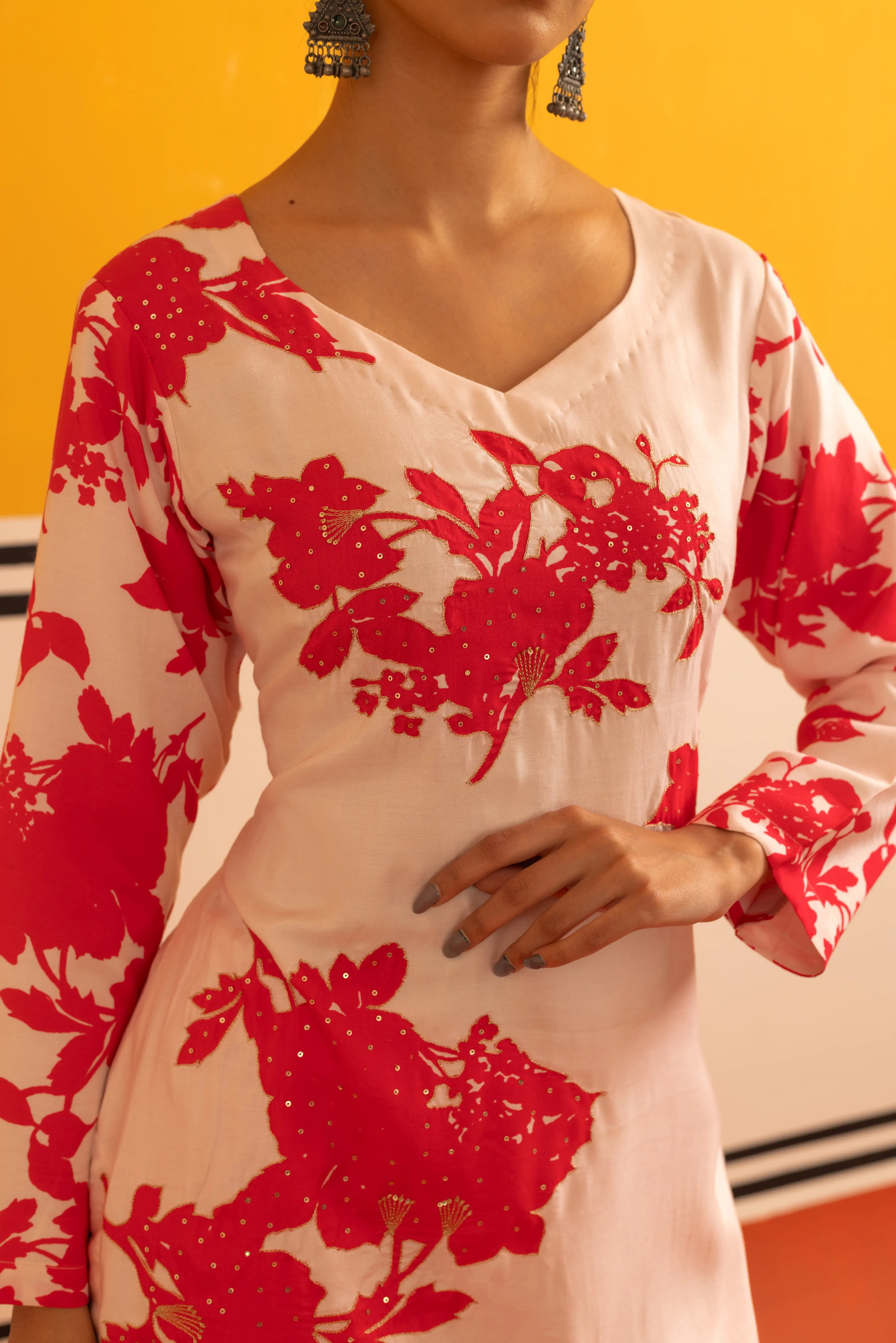 Cream Modal Chanderi Co-ord Set