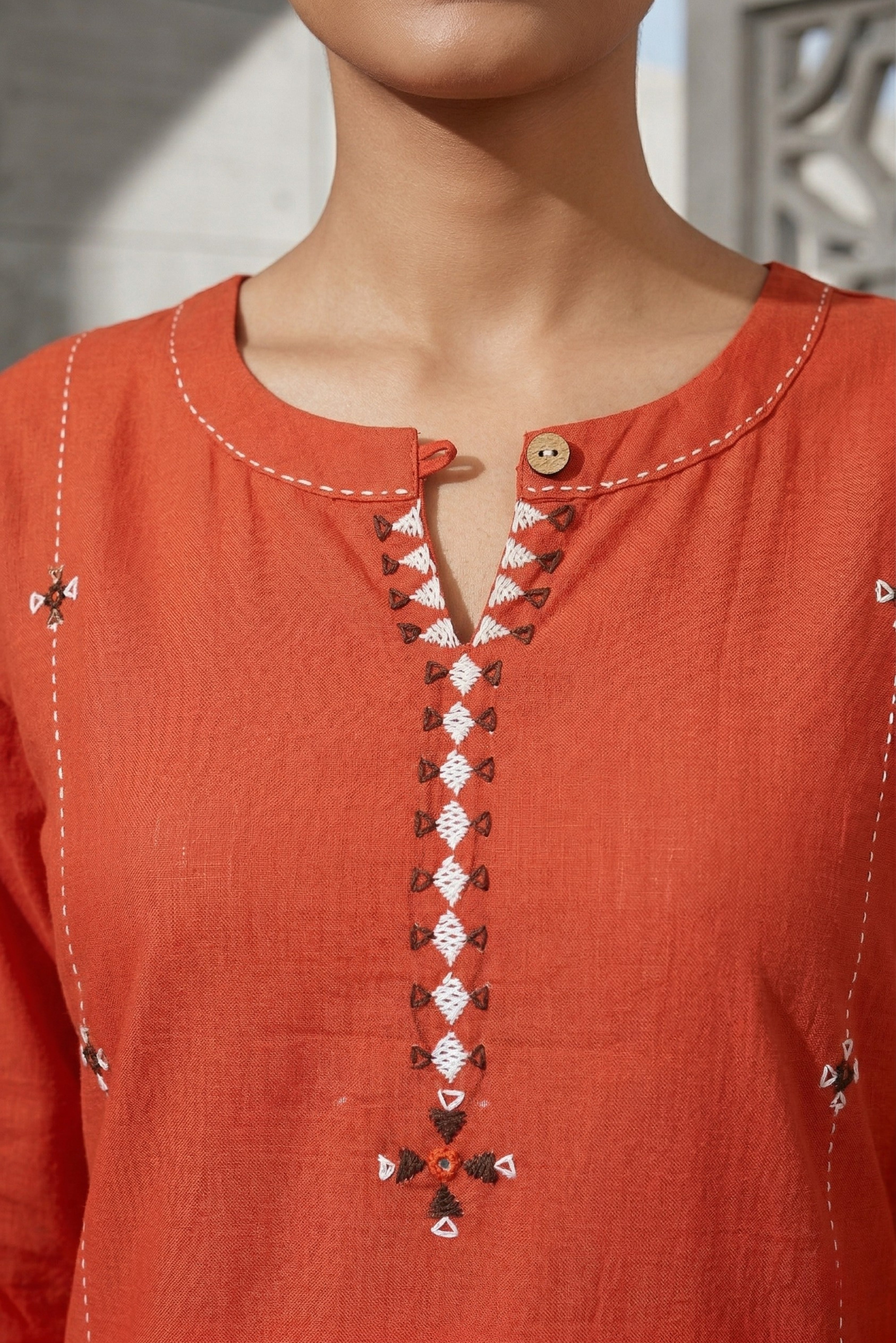 Rust Straight Cotton Salwar Suit