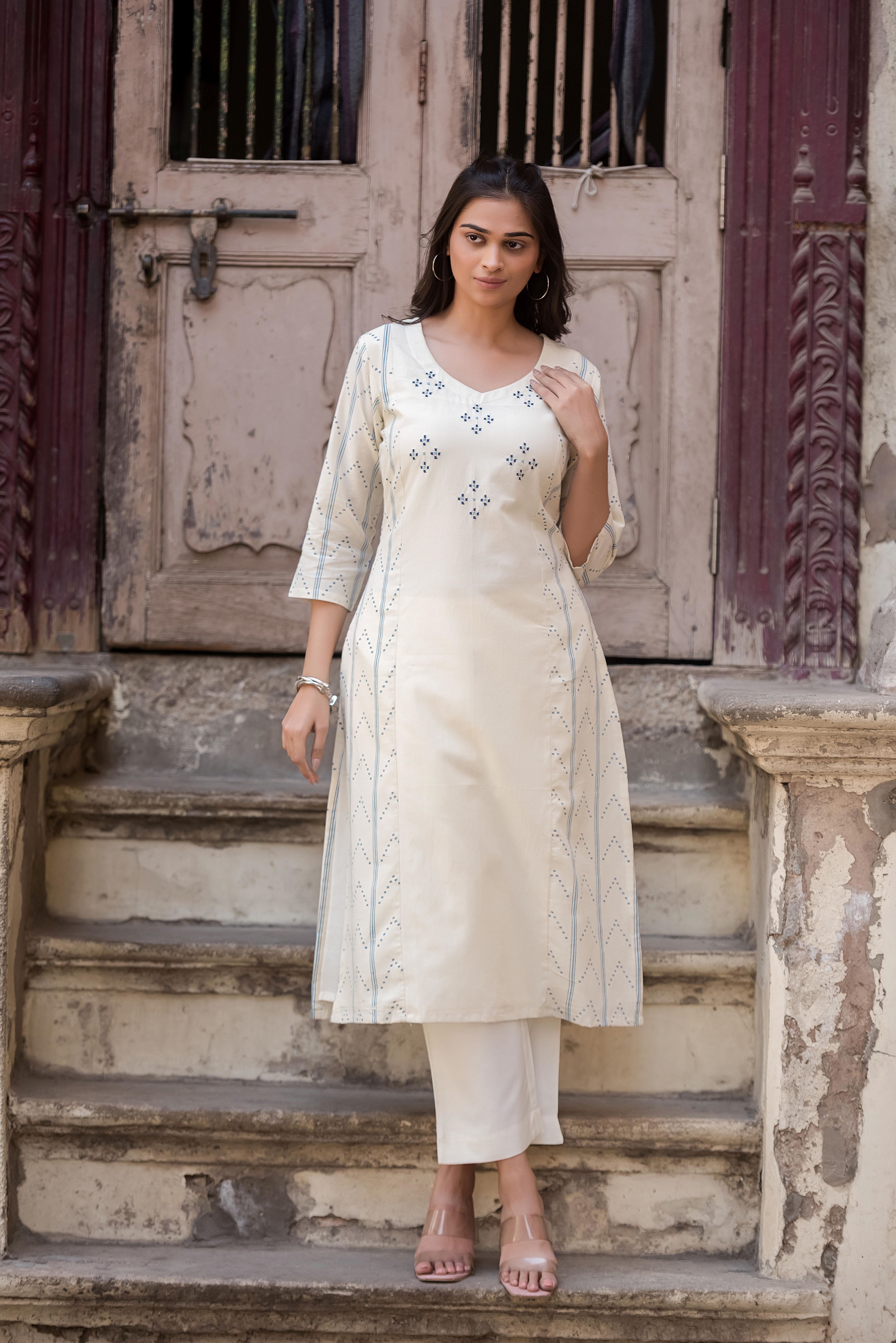 An Elegant Beige Straight Kurti