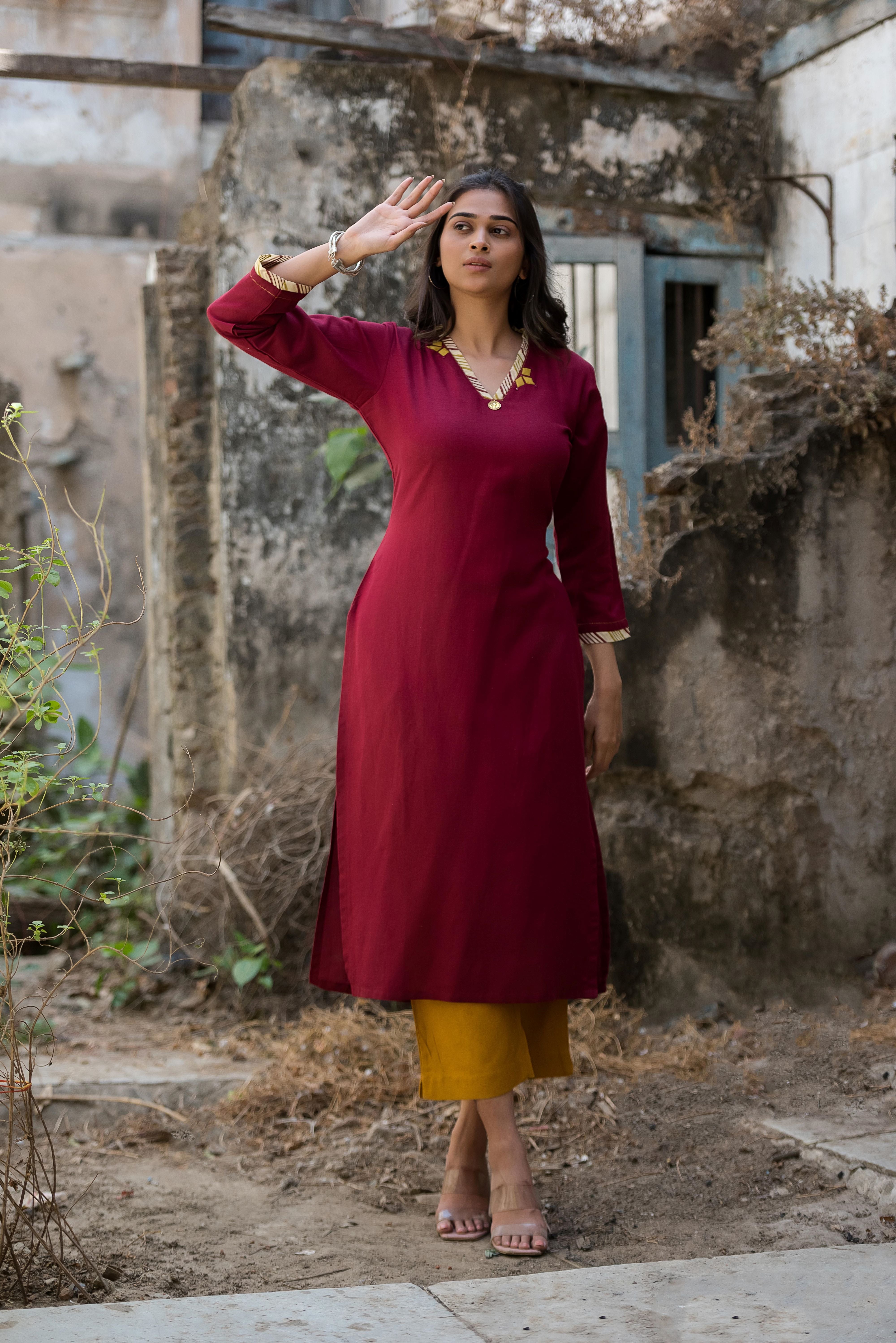 Mustard Yellow Straight Kurti