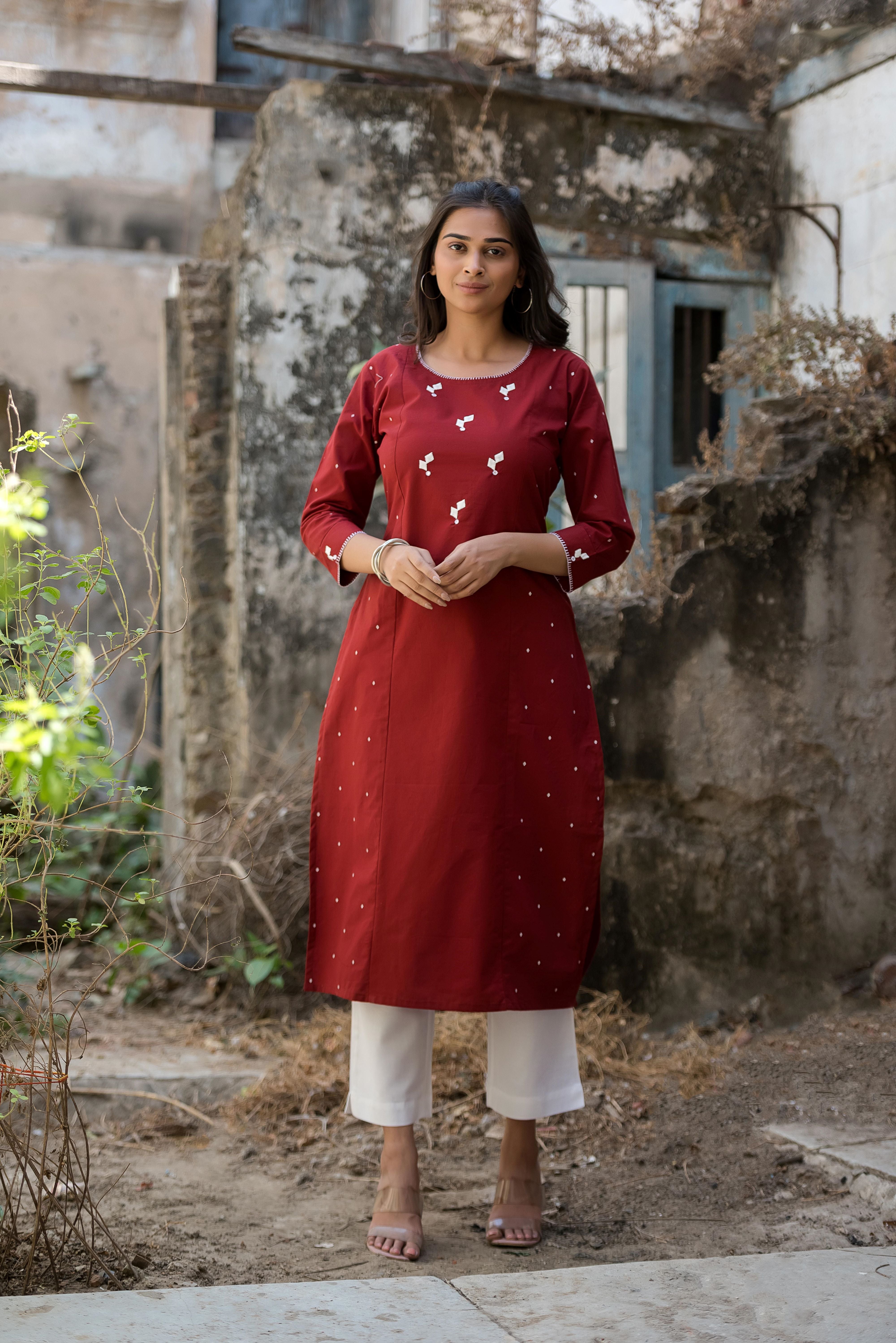 Red Soft Cotton Kurti