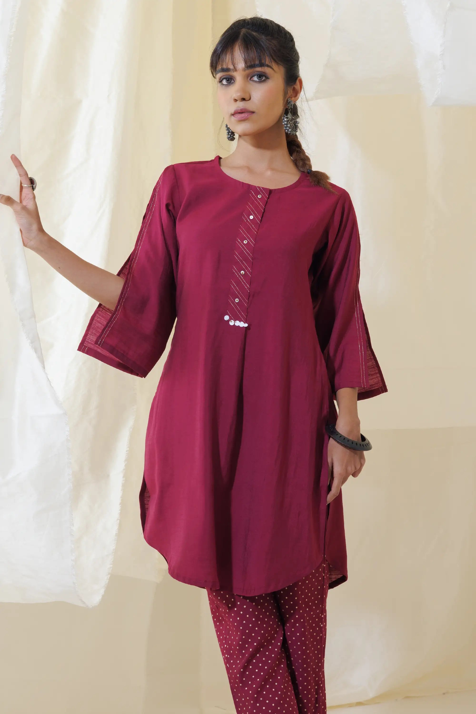 Burgundy Applecut Kurta Set