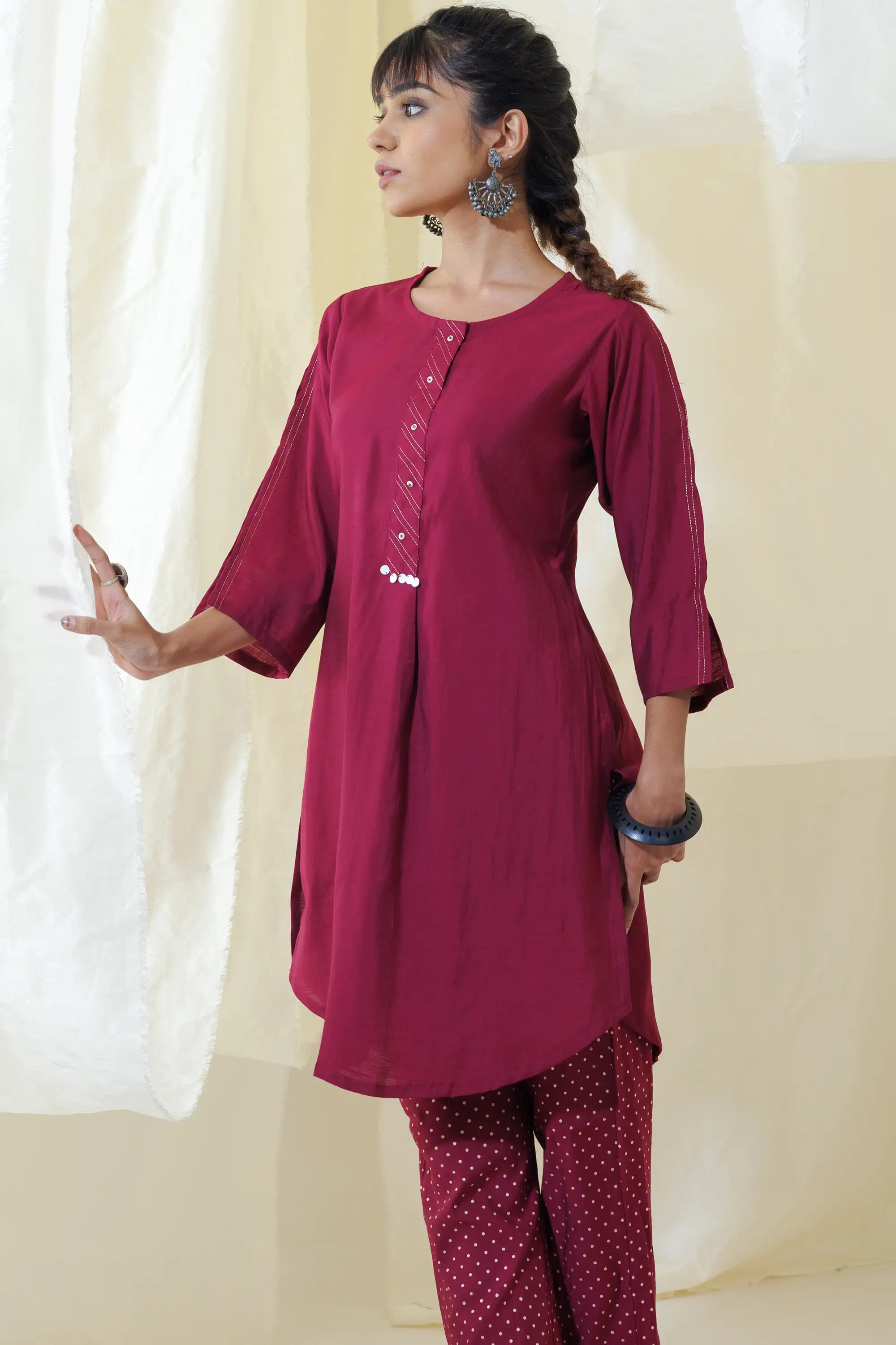Burgundy Applecut Kurta Set