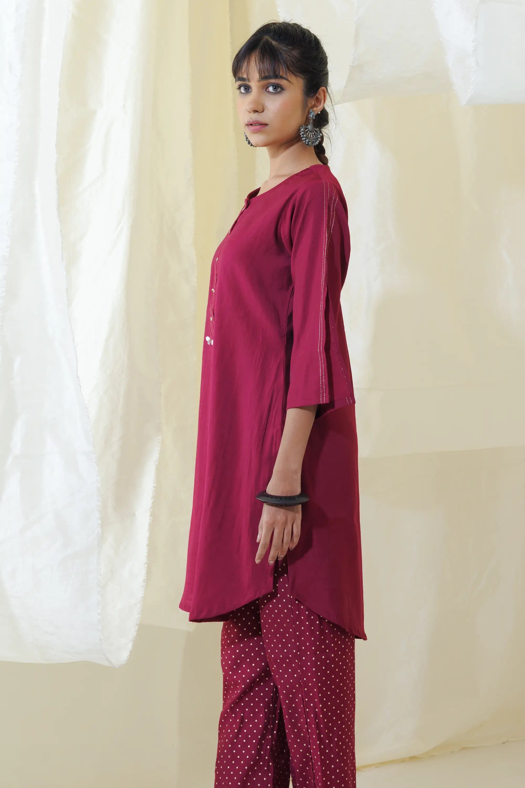 Burgundy Applecut Kurta Set