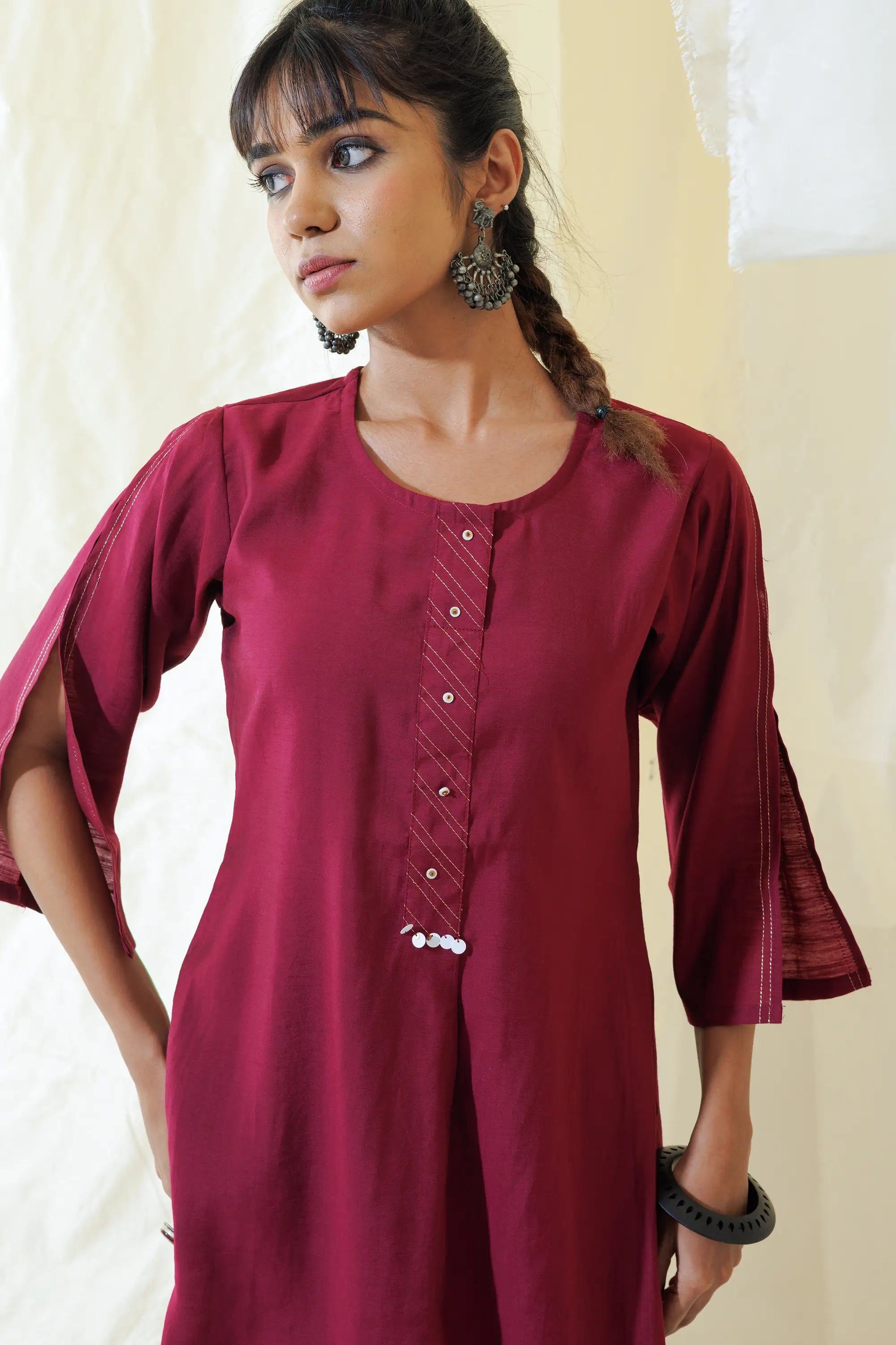 Burgundy Applecut Kurta Set
