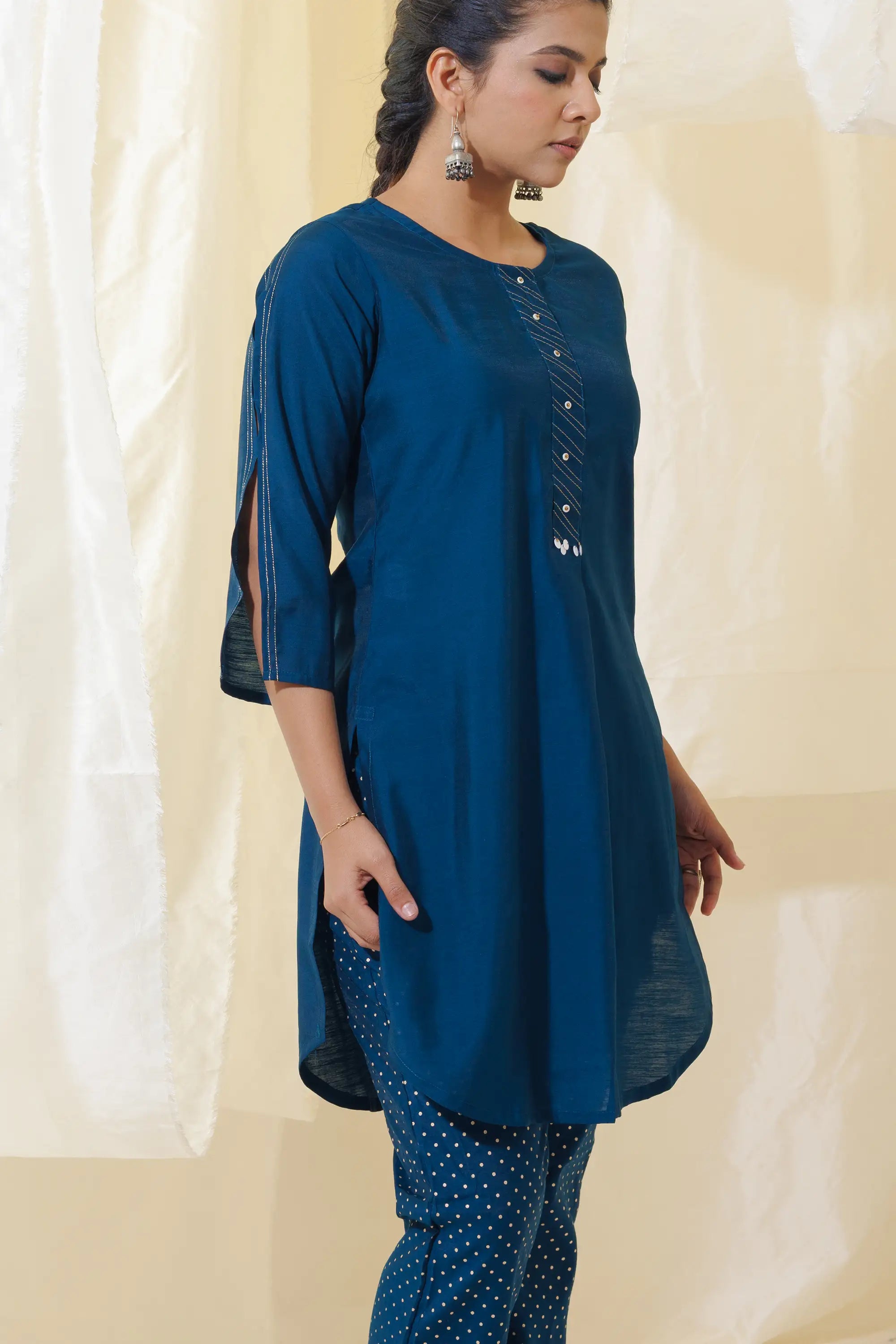 Teal Blue Applecut Kurta Set