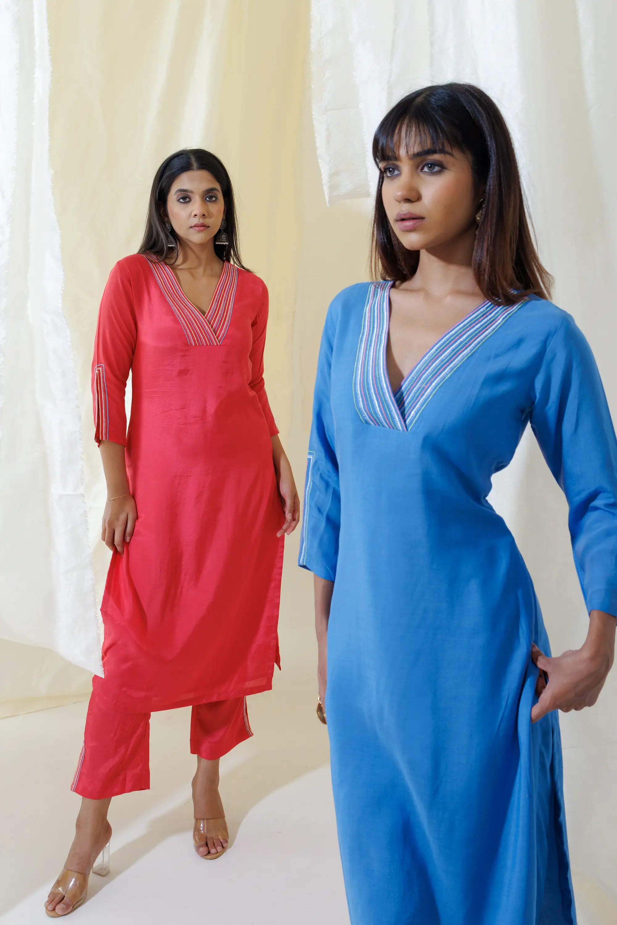 Blue Straight Fit Kurta Set