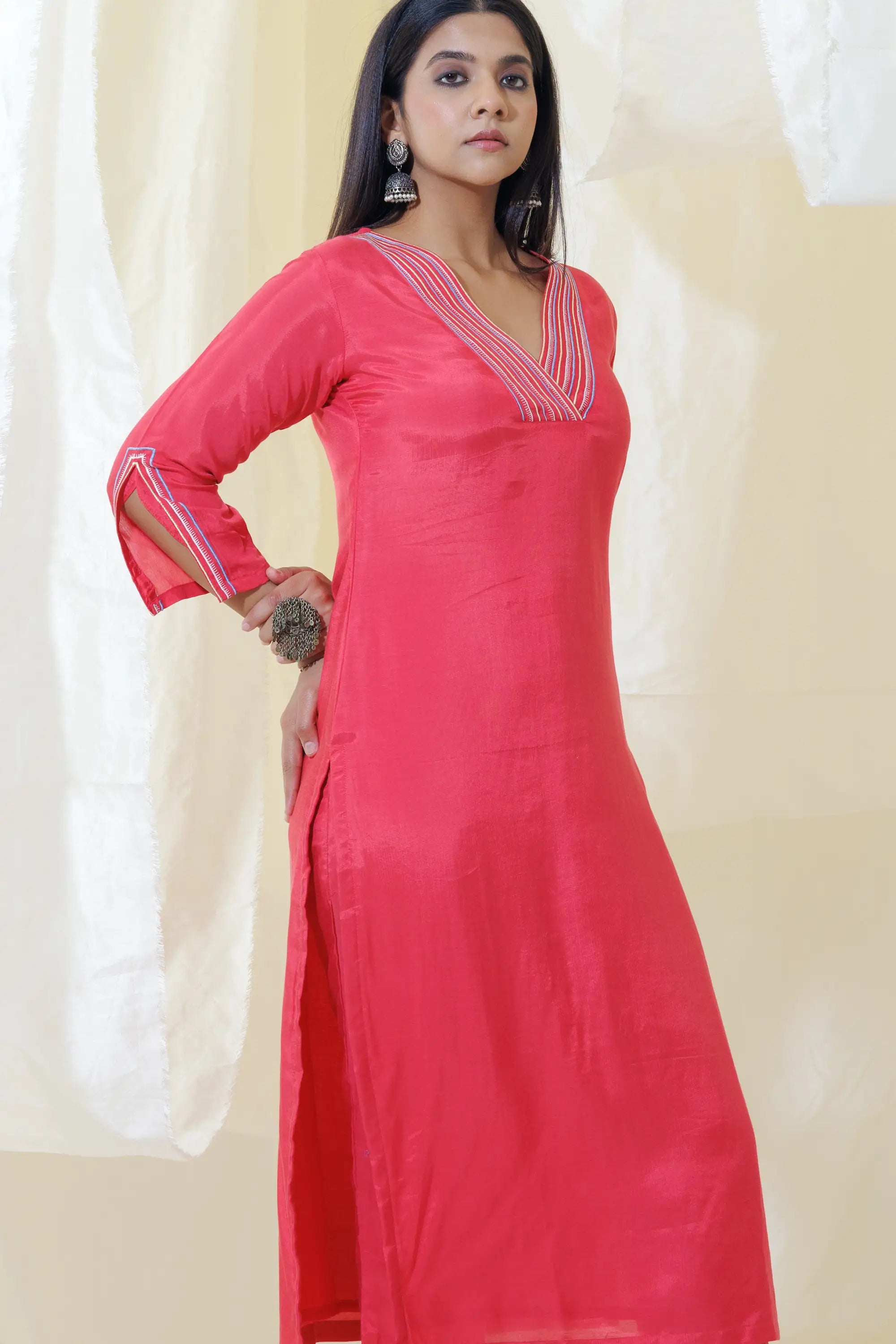 Punch Pink Straight Kurta Set