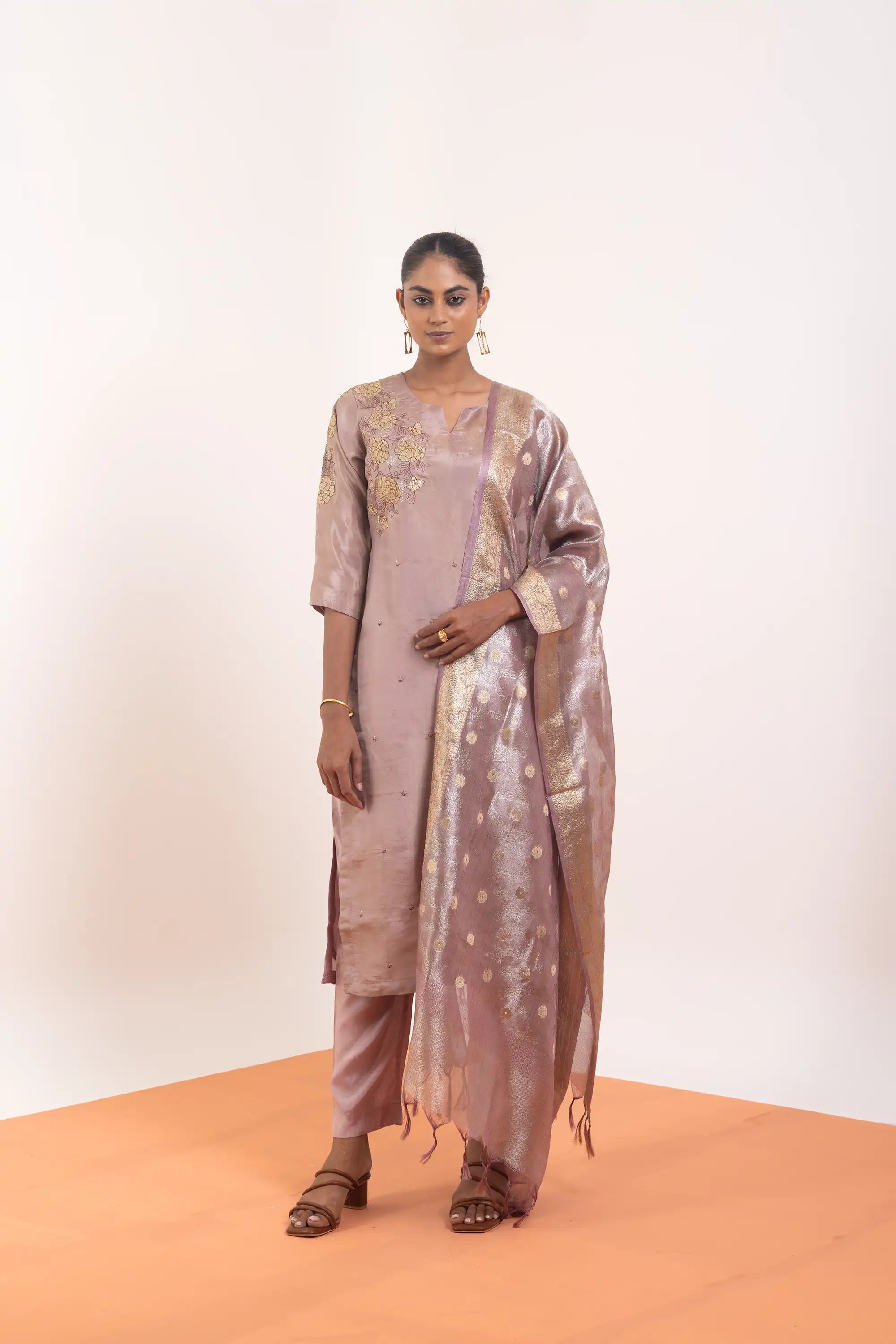 PAYAL Light Lavender Kurta Suit Set with Banaras Silk Dupatta