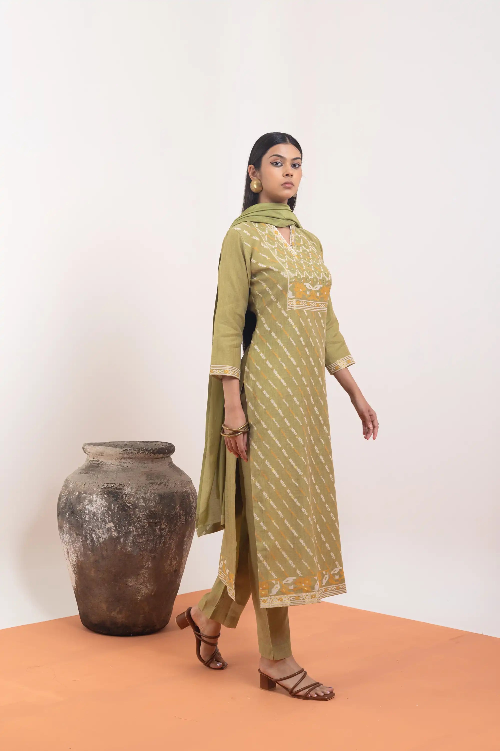PAYAL Linen Jute Kurta Suit Set with Hand Work Design