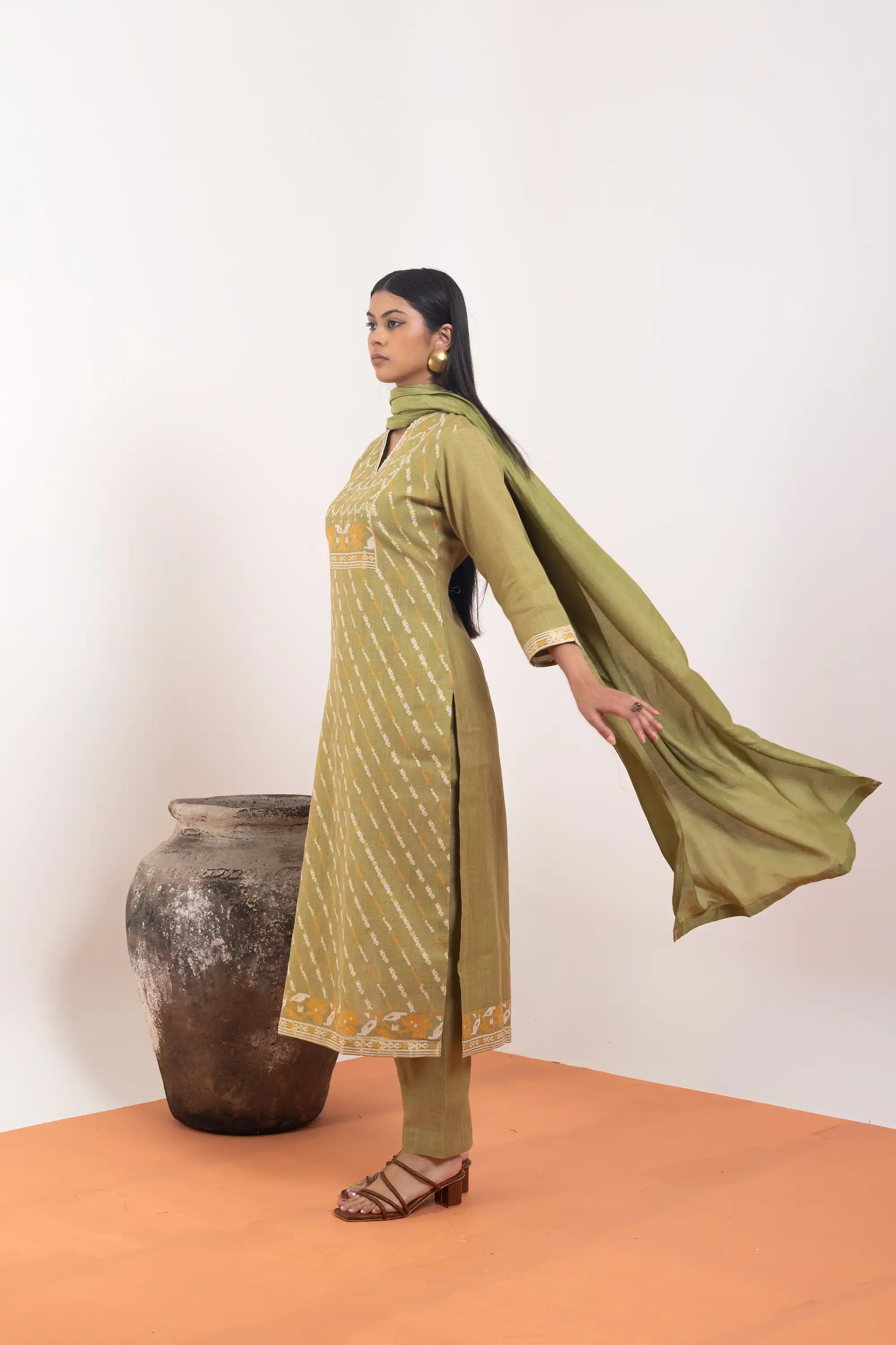 PAYAL Linen Jute Kurta Suit Set with Hand Work Design