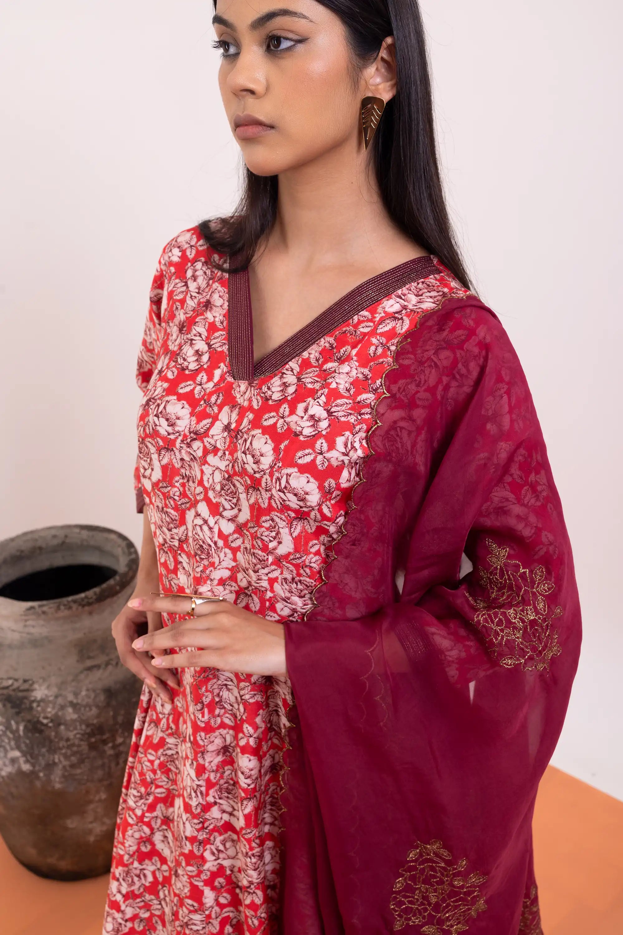 PAYAL Red Kalidar Suit Set for everyday
