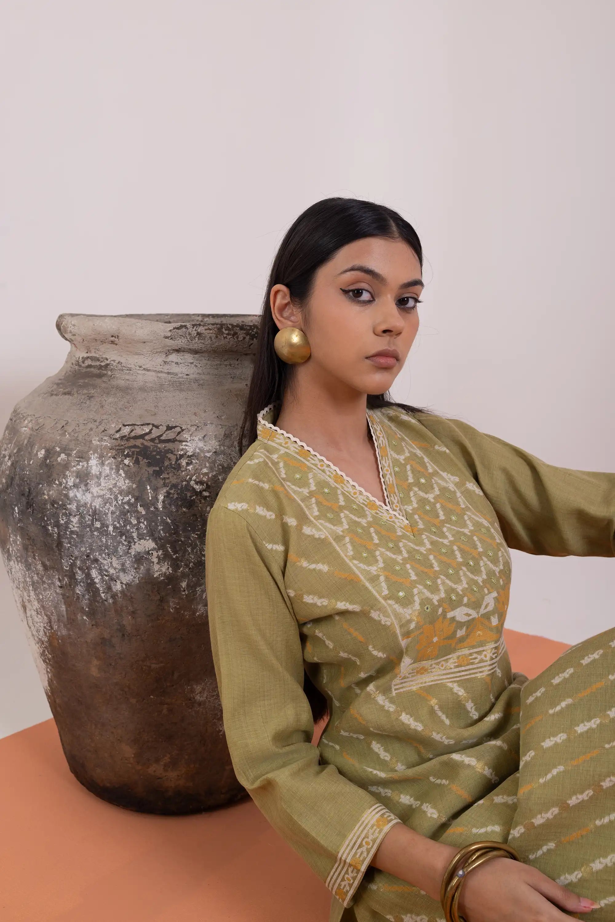 PAYAL Linen Jute Kurta Suit Set with Hand Work Design