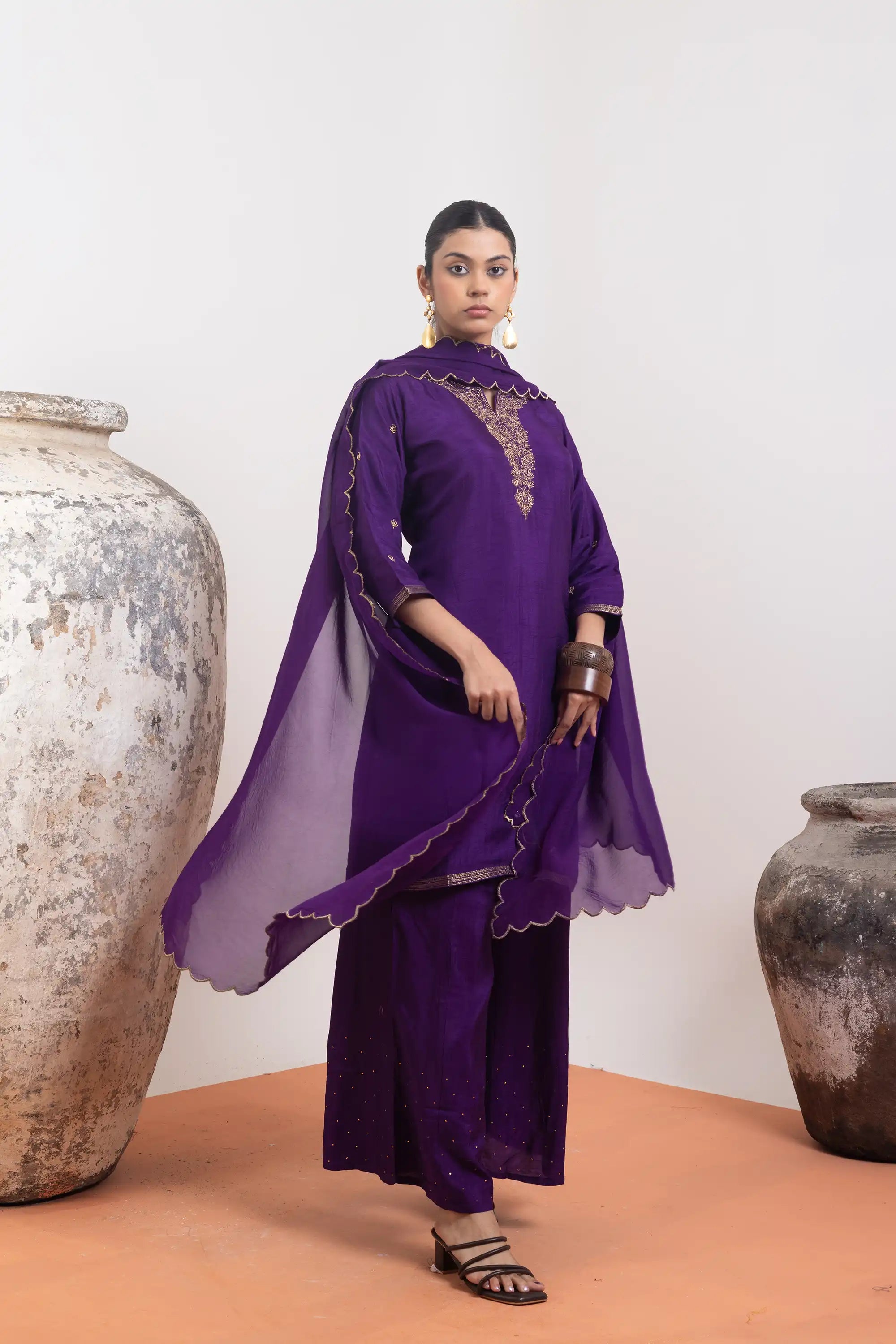 PAYAL Violet Kurta Suit Set with Plazzo Design