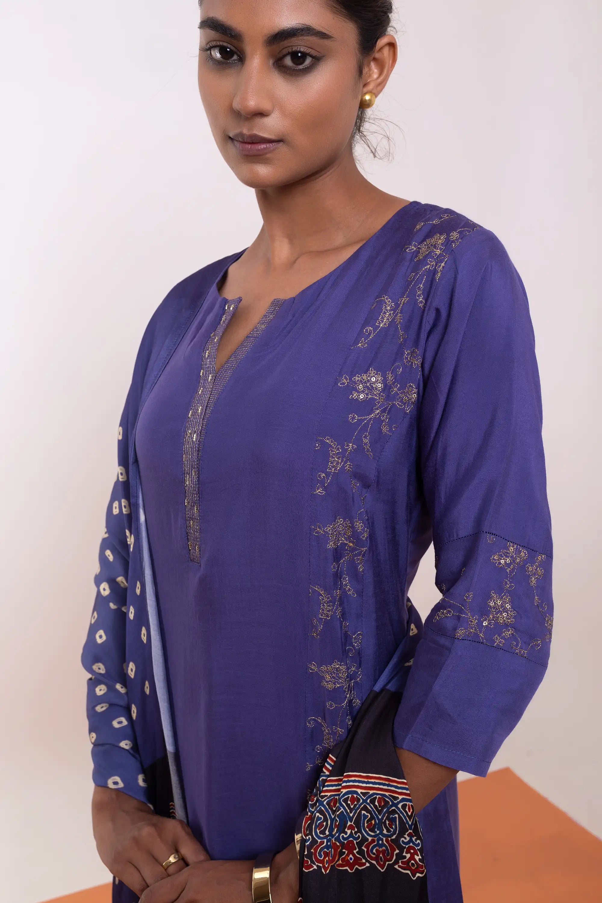 PAYAL Deep Purple Kurta Suit Set with hand Embroidery Detailing