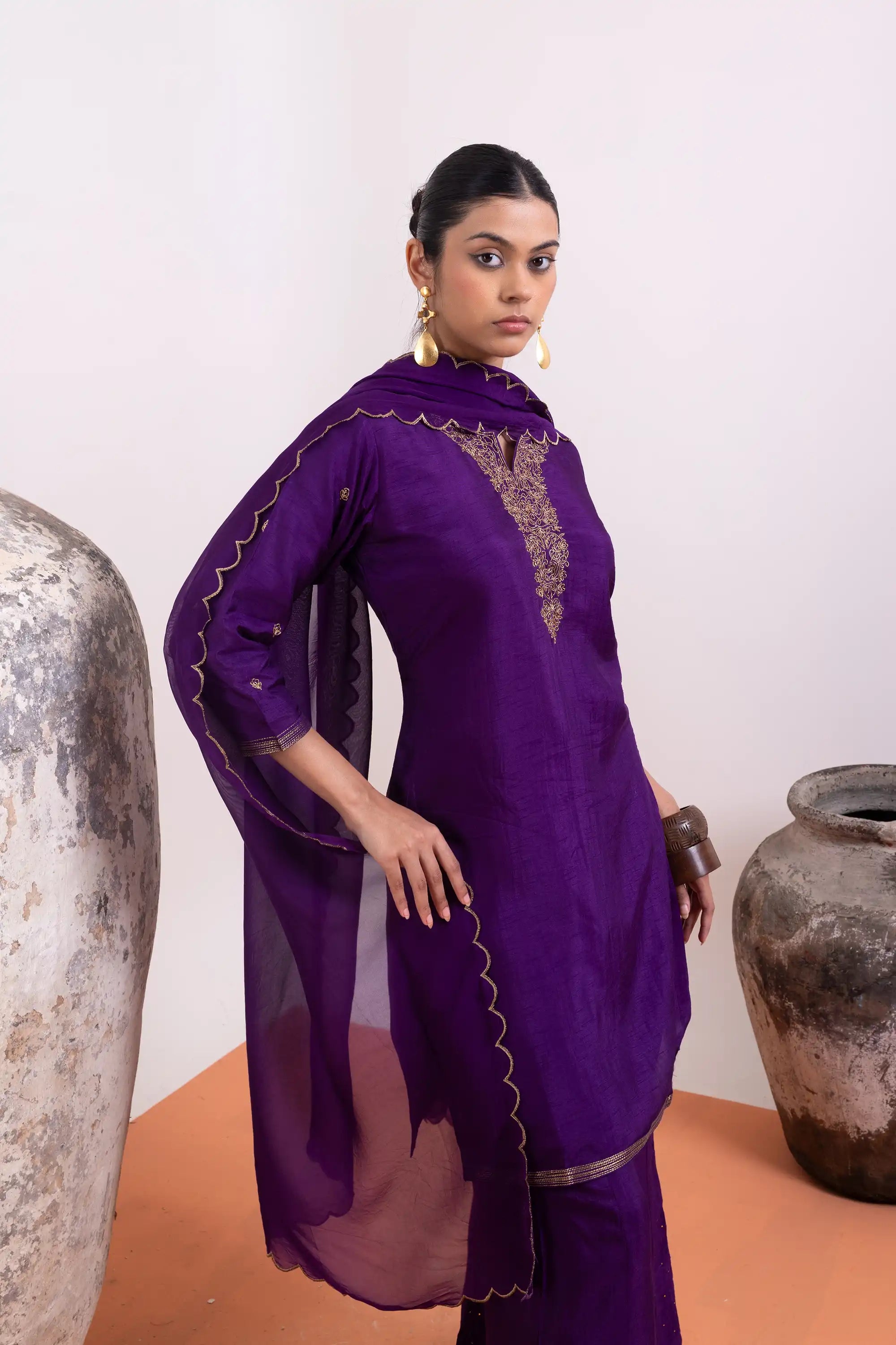 PAYAL Violet Kurta Suit Set with Plazzo Design