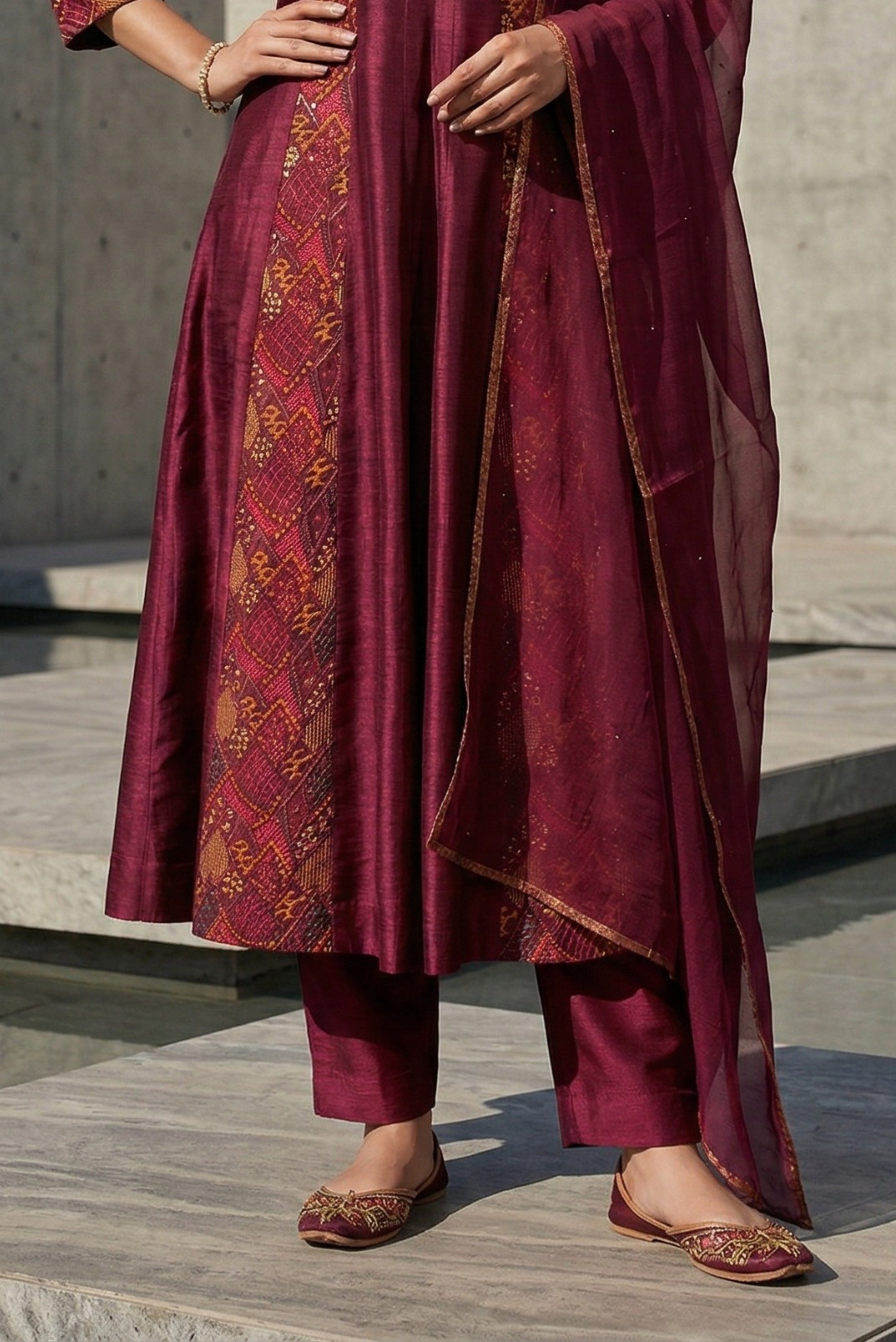 Magenta Anarkali Silk Suit Set