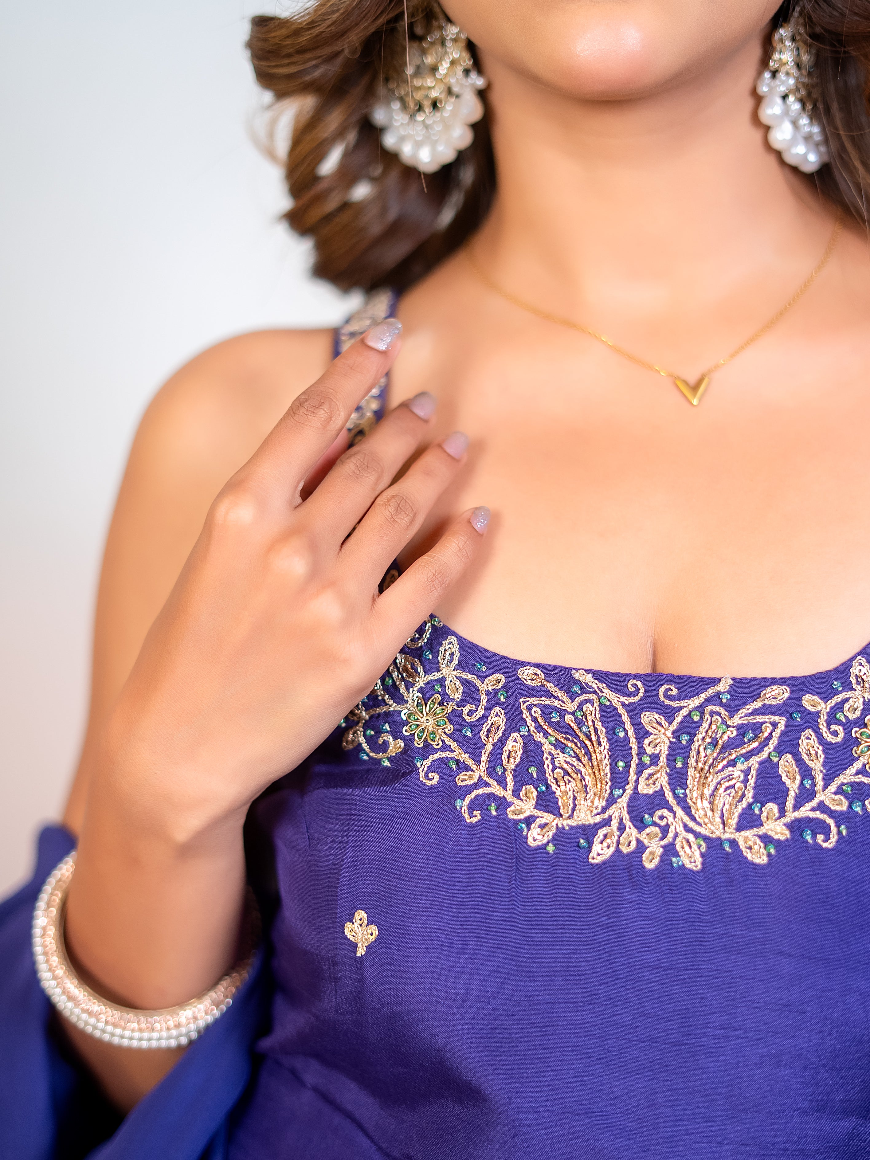 Dola Silk Purple Short Top & Sharara Set