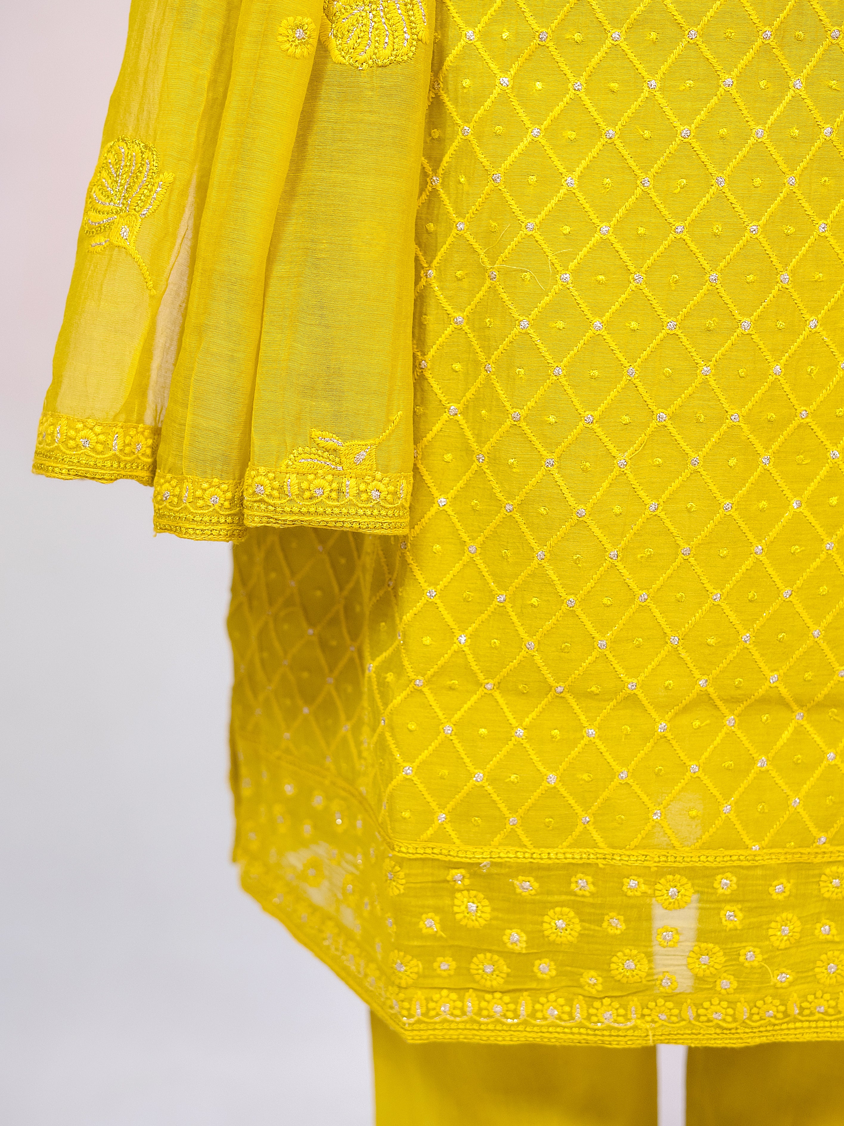 Mustard Yellow Mal Chanderi Salwar Suit
