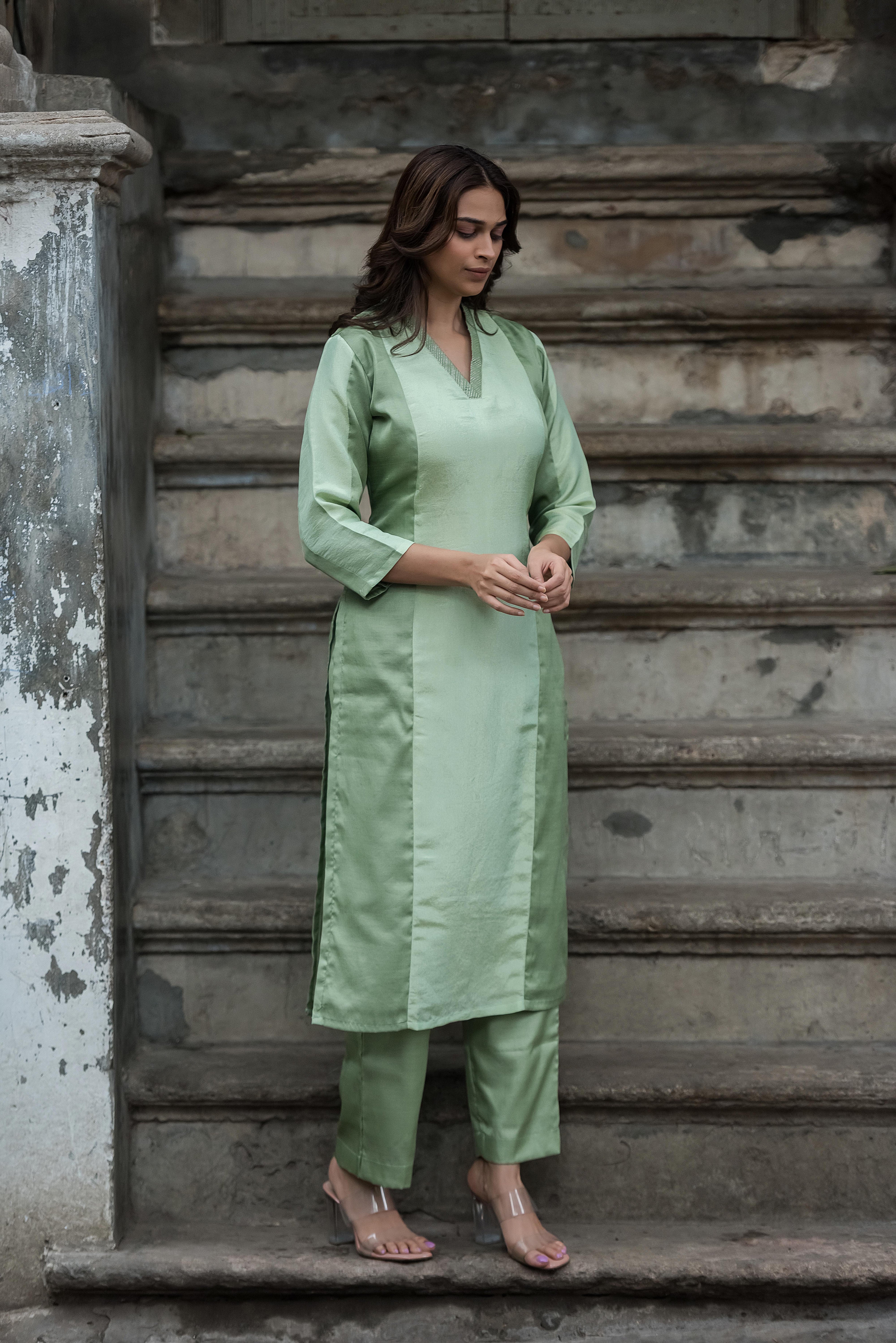 Pista Green Straight Co-ord Set
