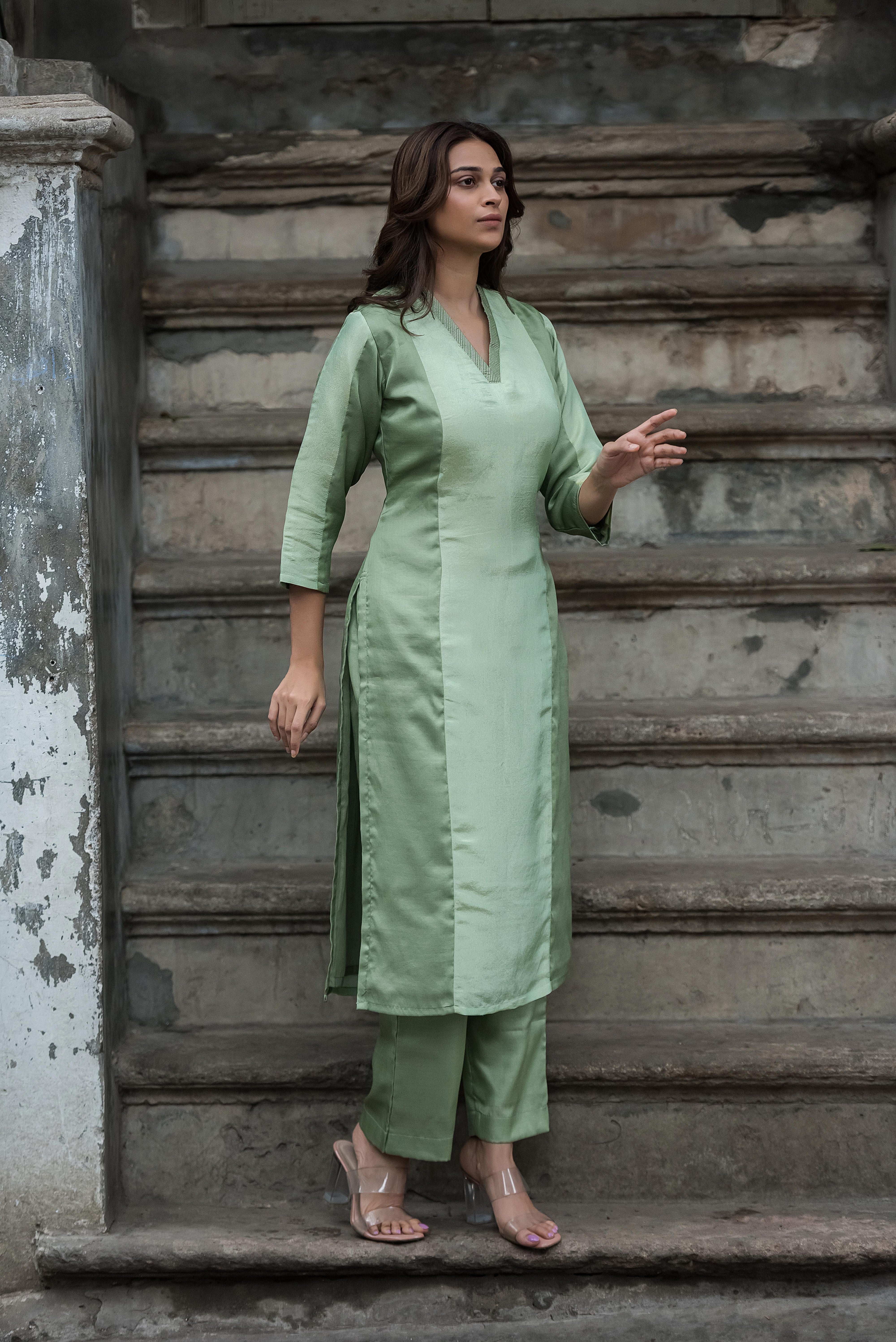 Pista Green Straight Co-ord Set