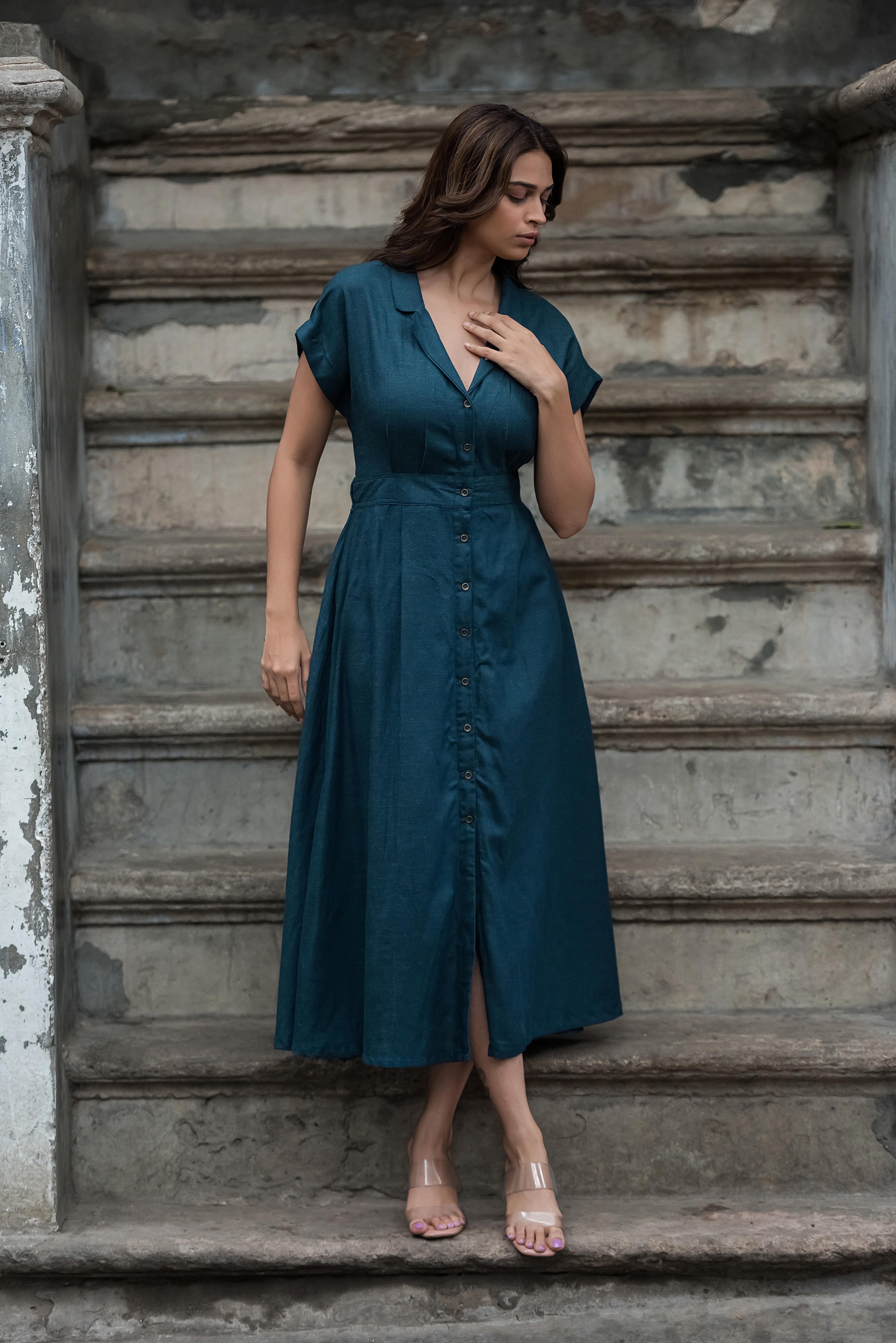 D.Green A-line Dress