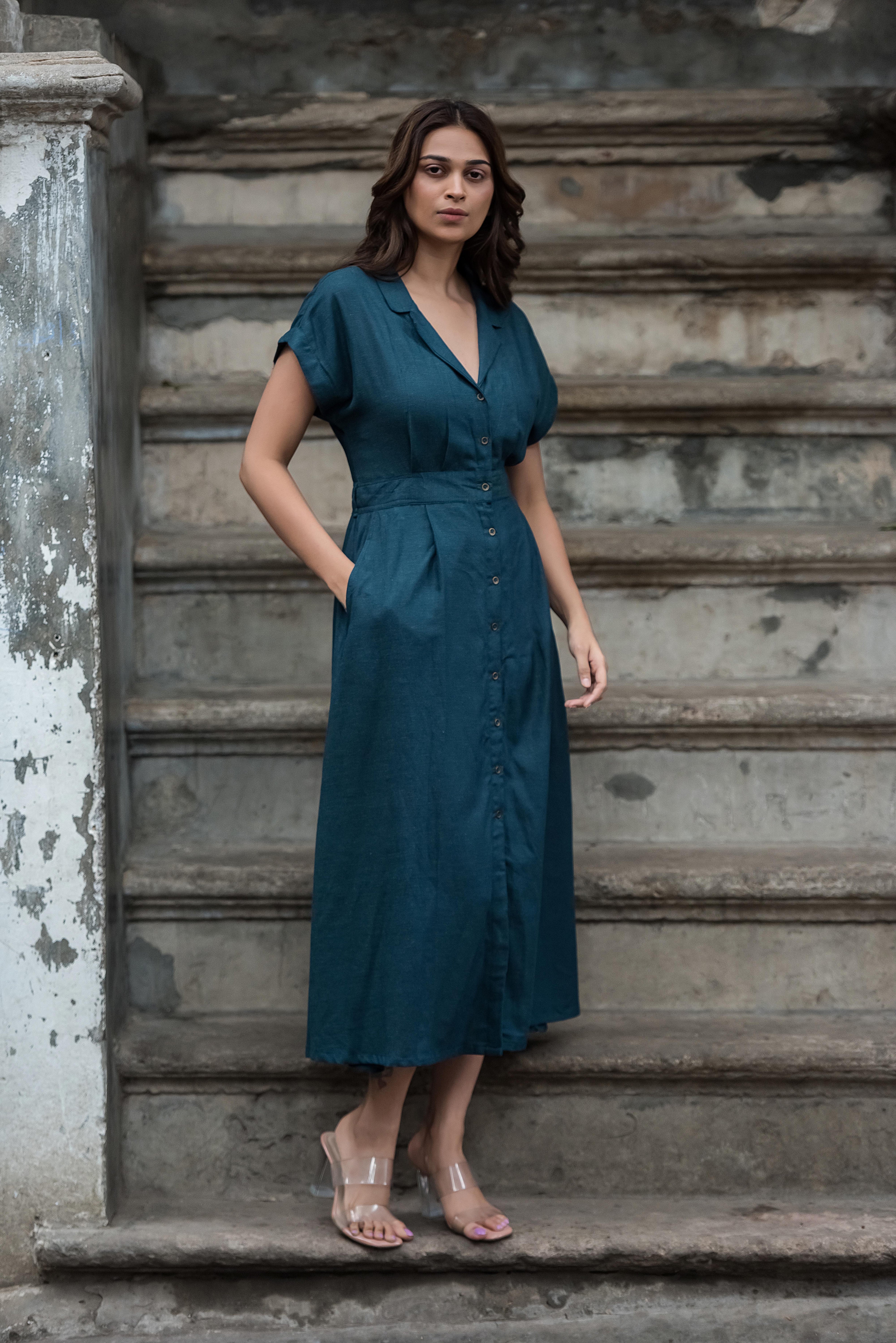 D.Green A-line Dress