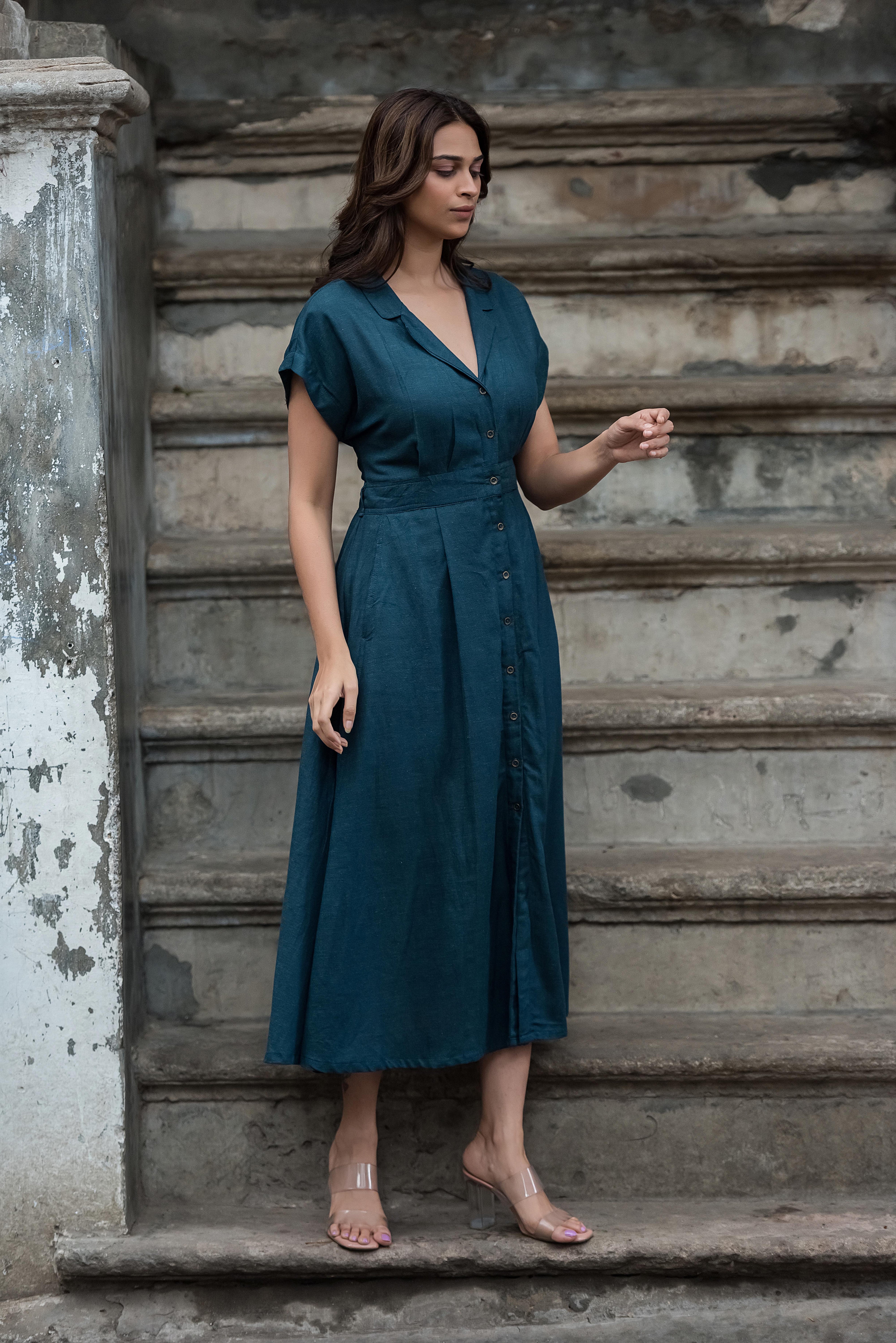 D.Green A-line Dress