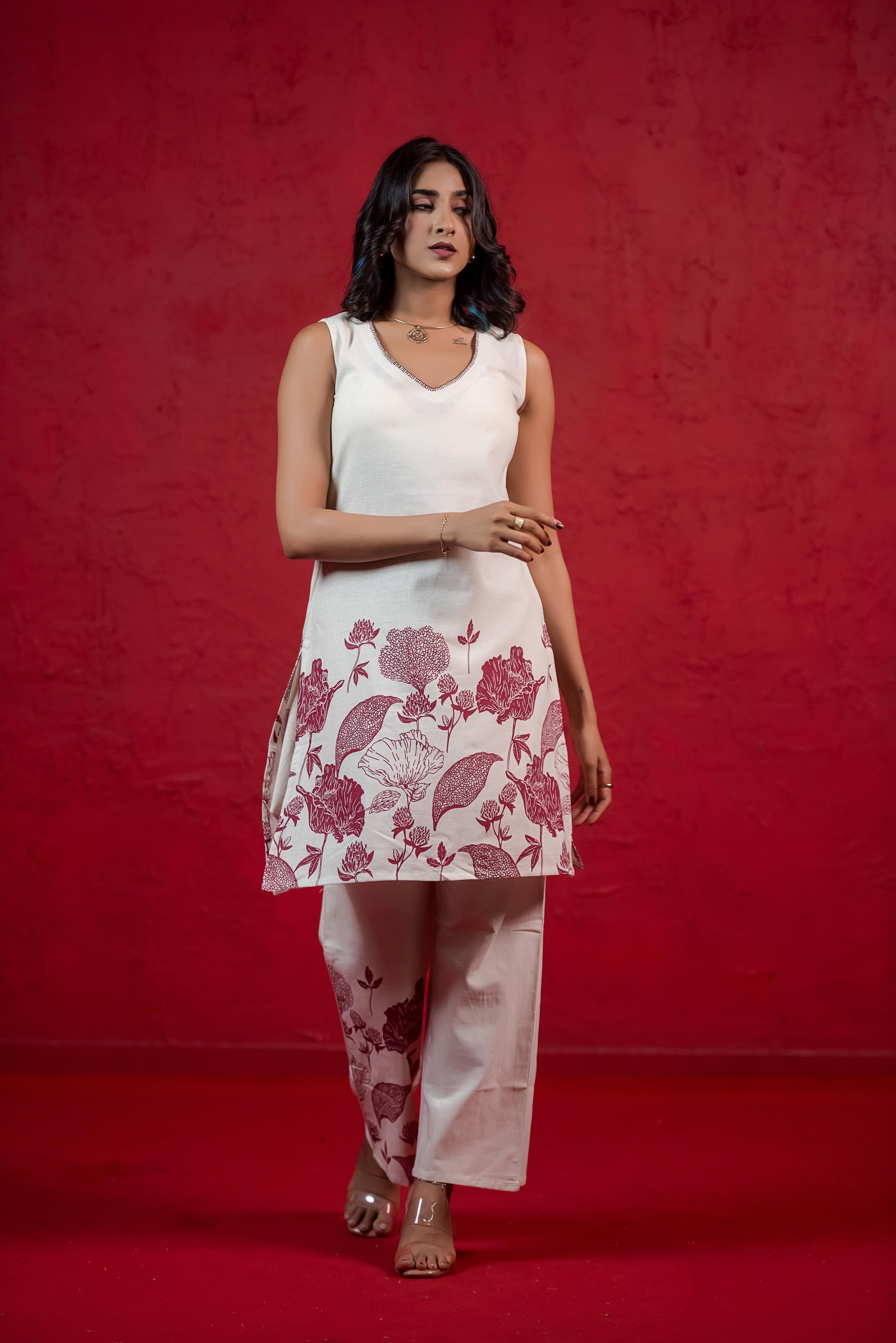 Maroon Cotton Flex Co-ord Set