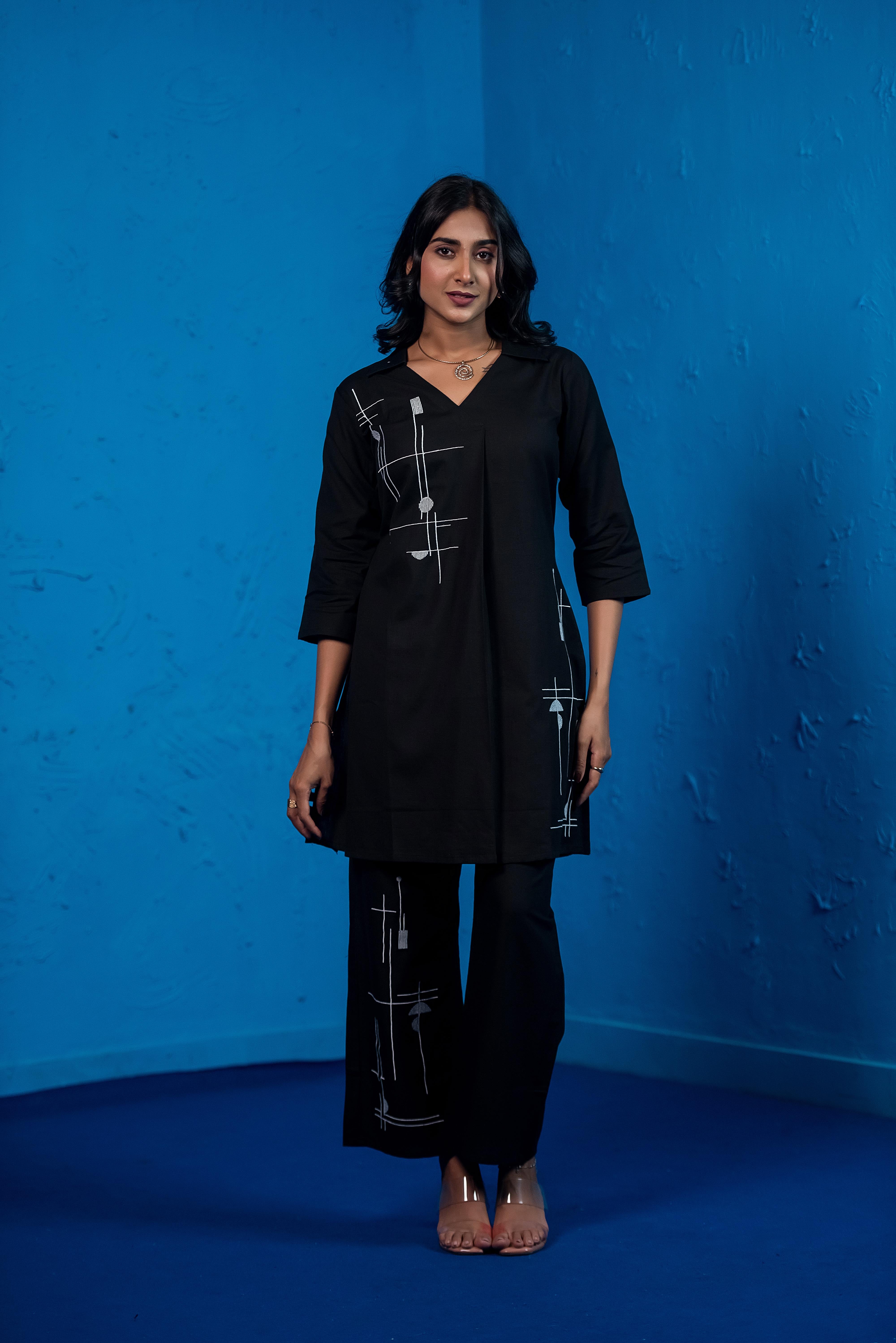Versatile Black Co-ord Set with Refined Neckline