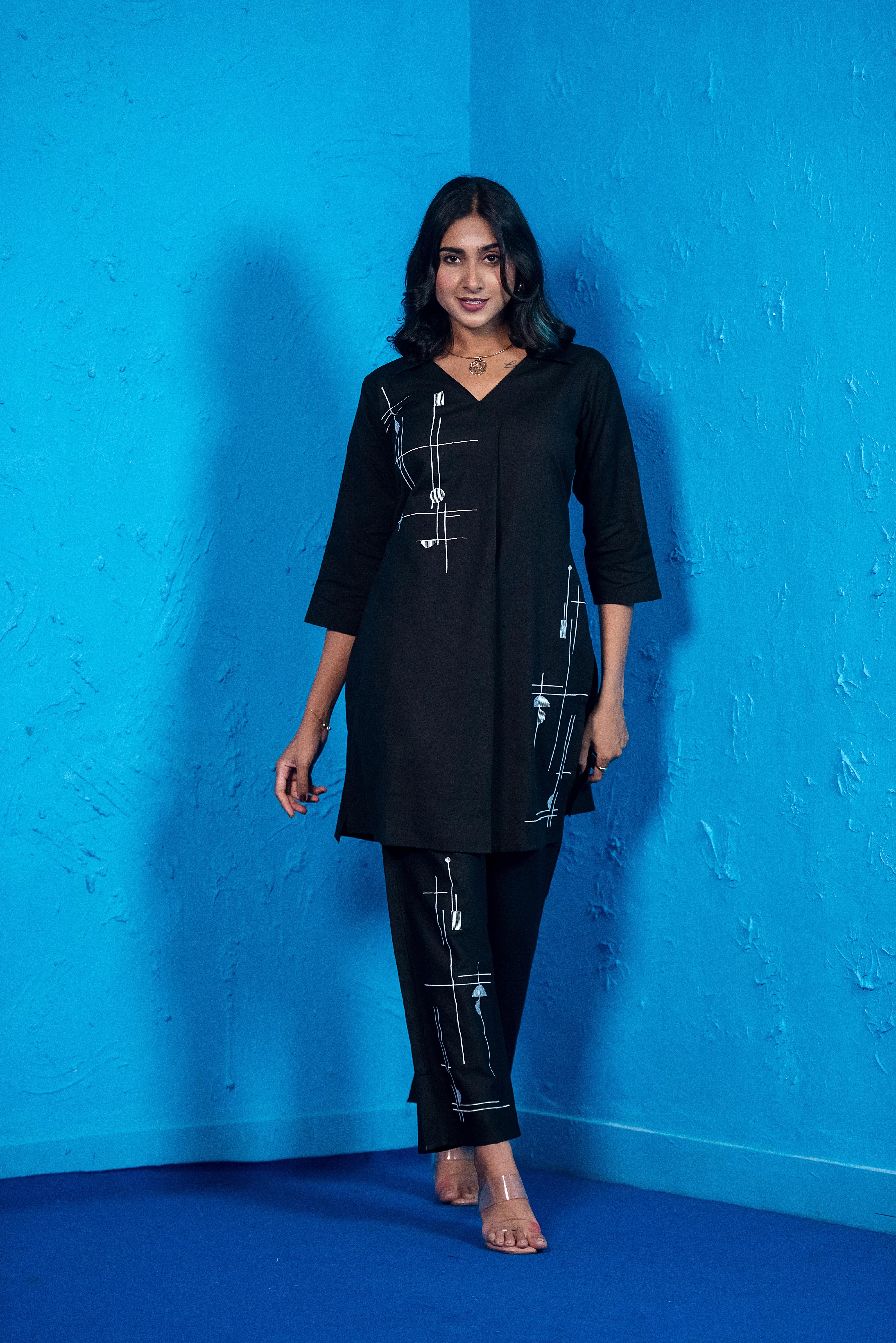 Versatile Black Co-ord Set with Refined Neckline