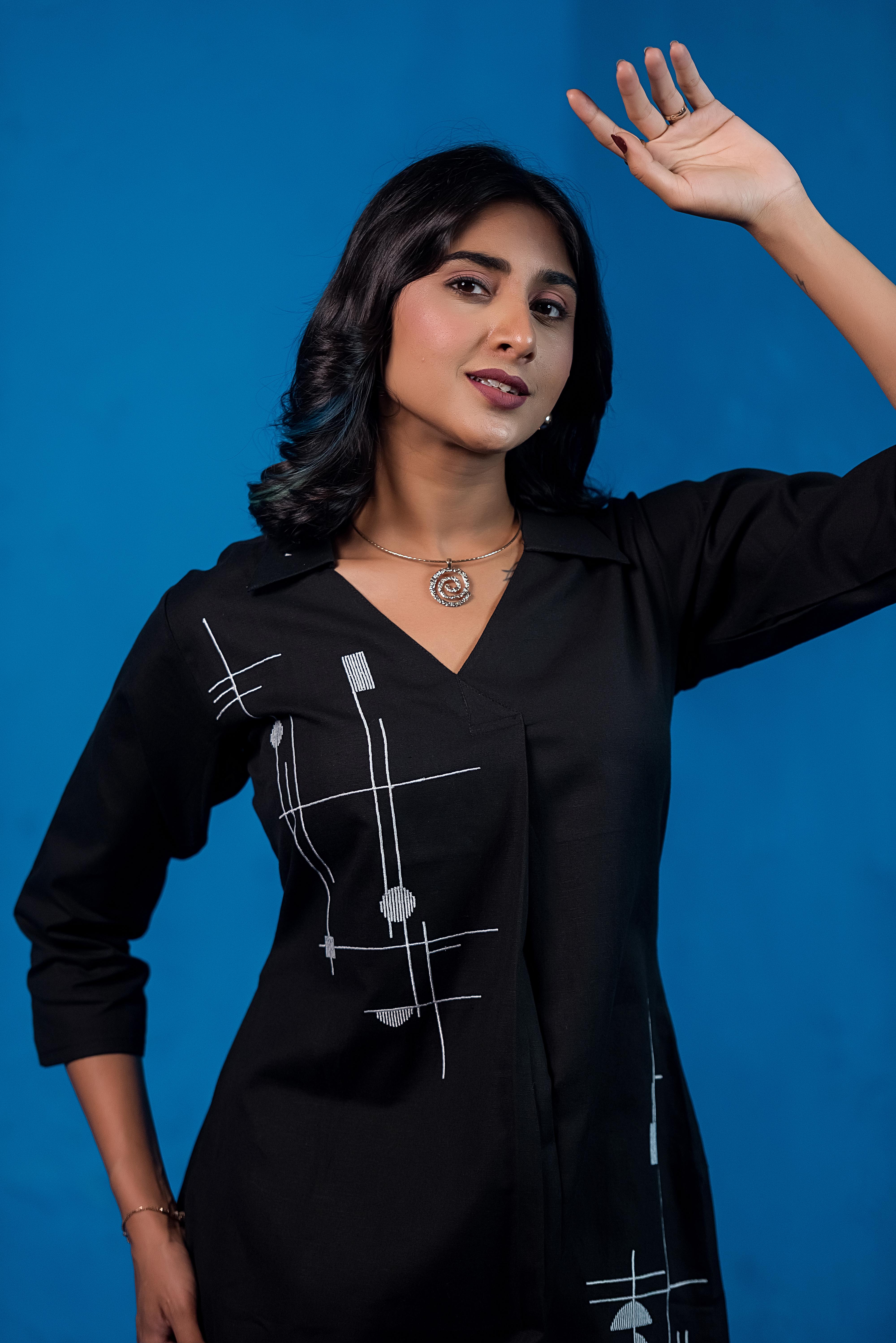 Versatile Black Co-ord Set with Refined Neckline