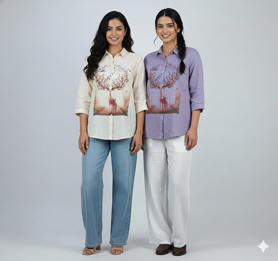 Linen Casual Shirt Top for Women