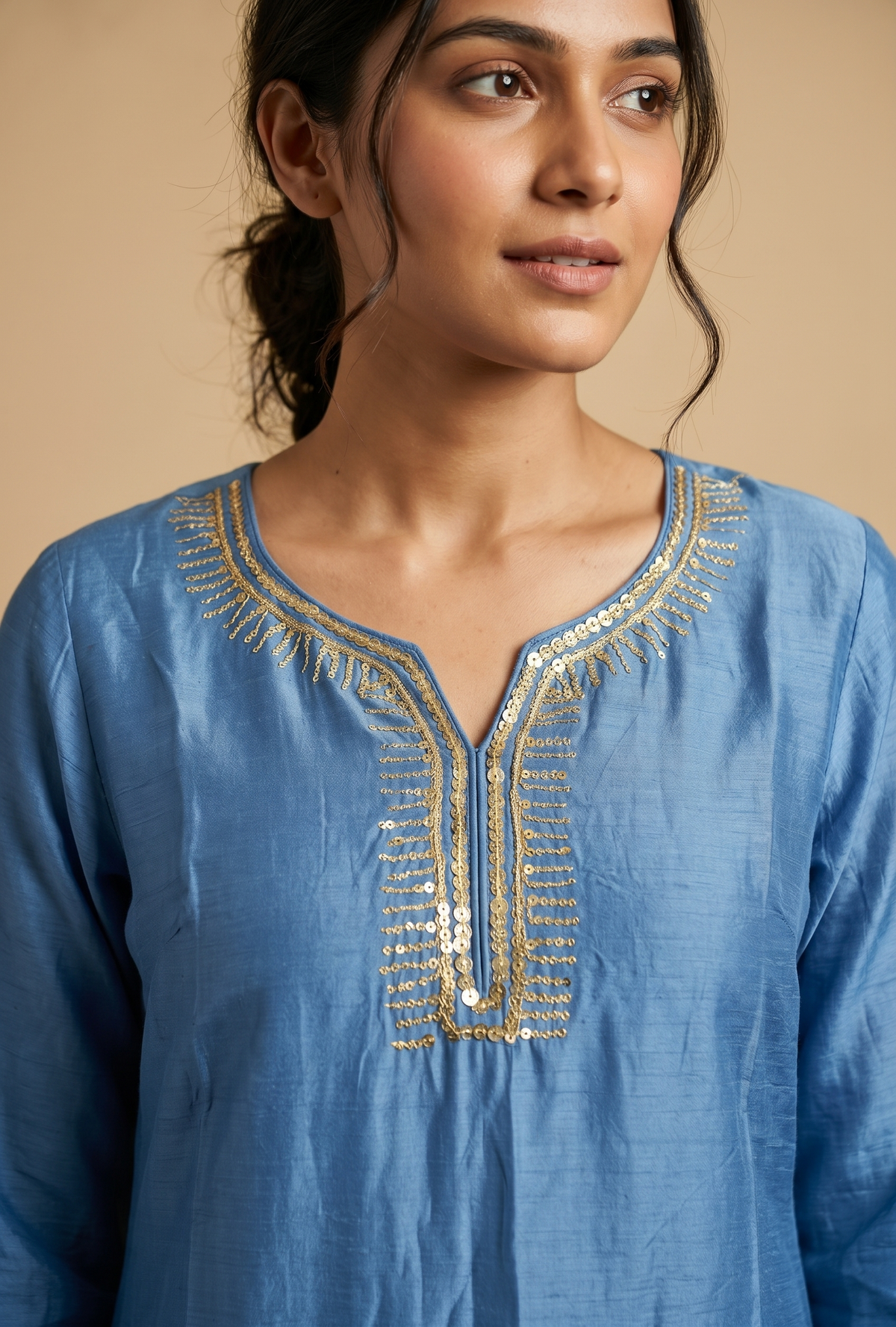 Blue Mal Chanderi Straight Suit Set