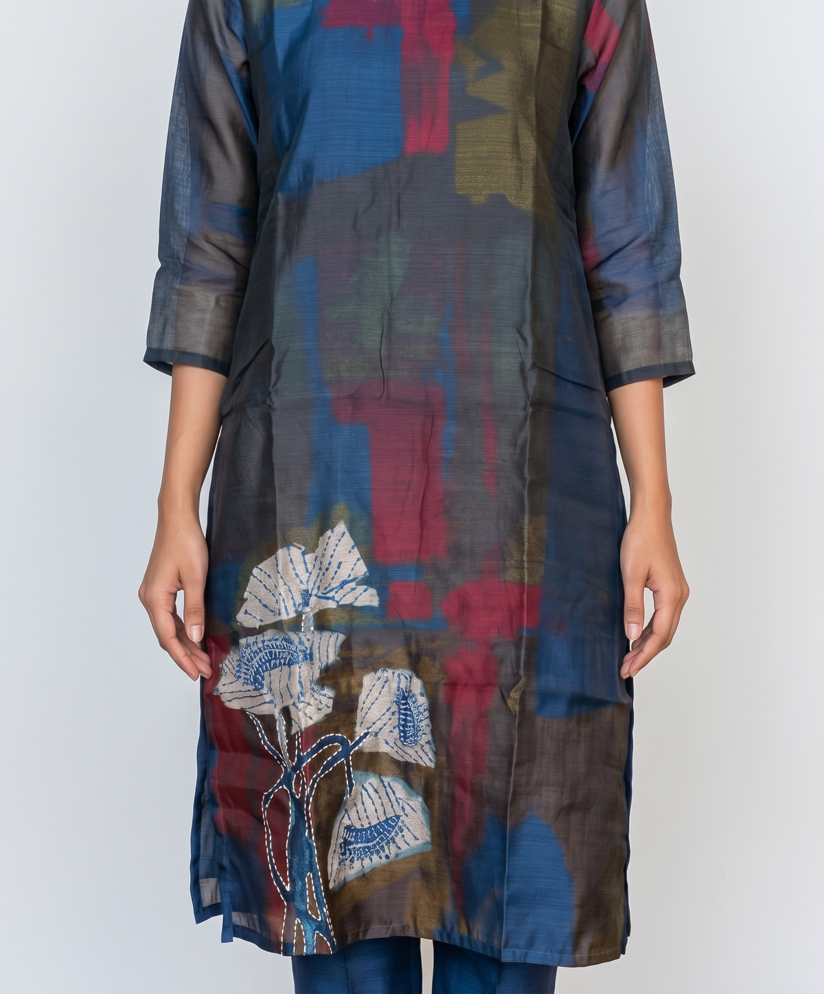 Blue Soft Chanderi Straight Salwar Suit