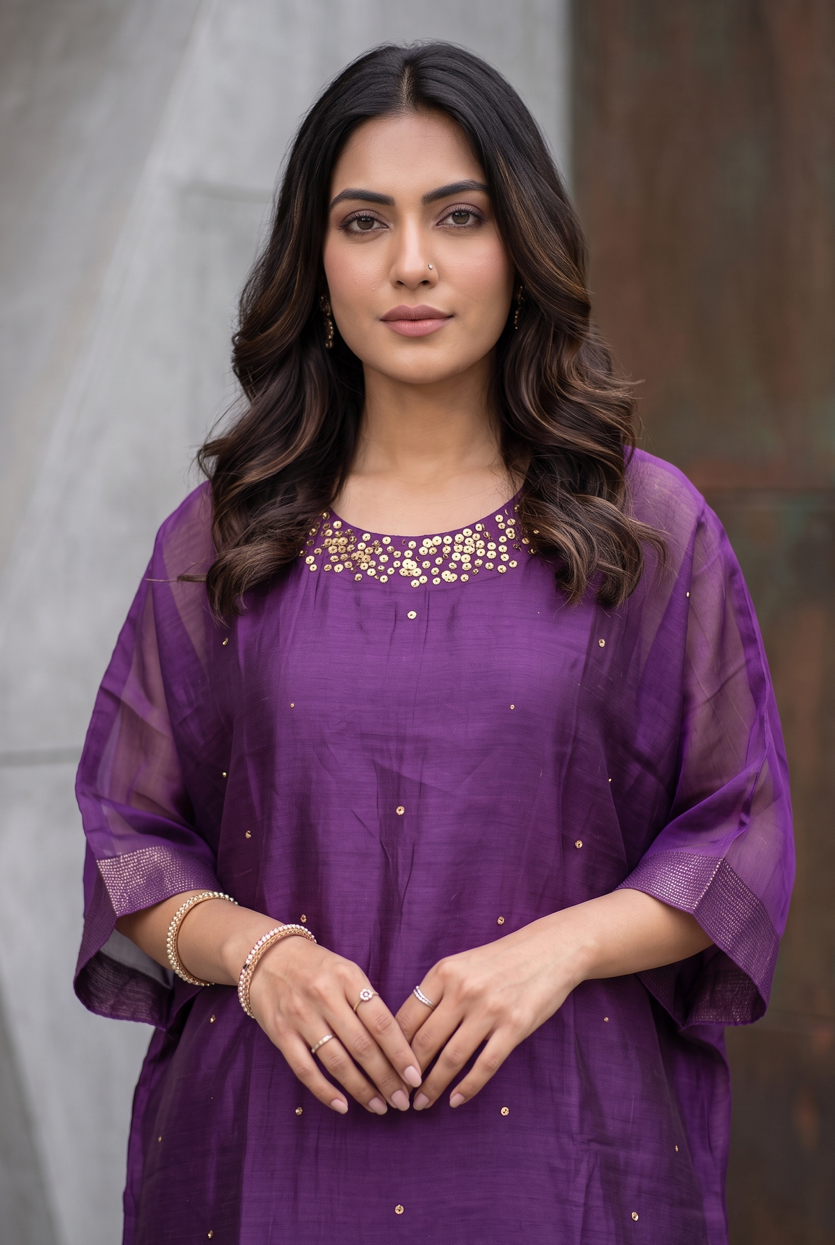 Purple Chanderi Kurta Set
