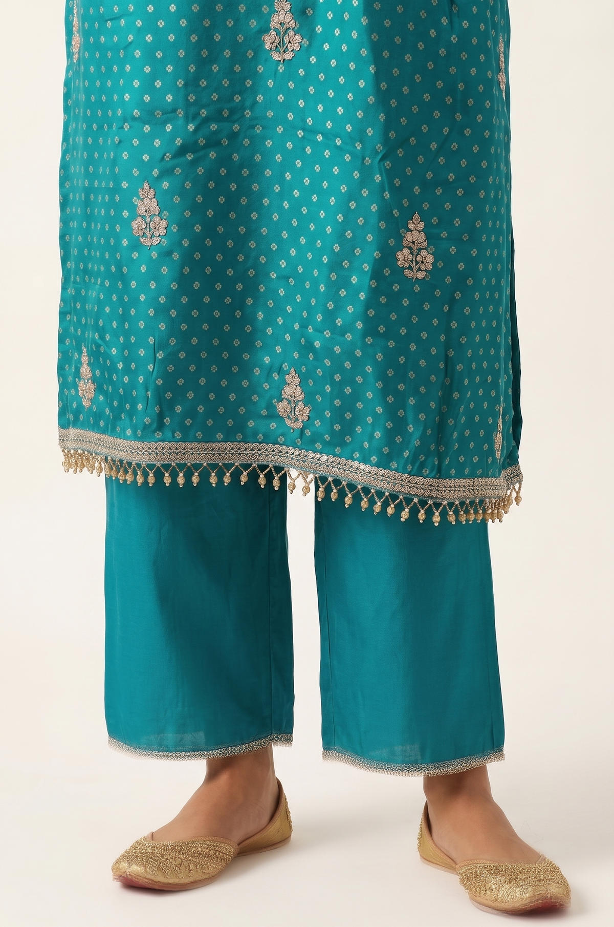 Blue Viscose Slub Straight Salwar Suit
