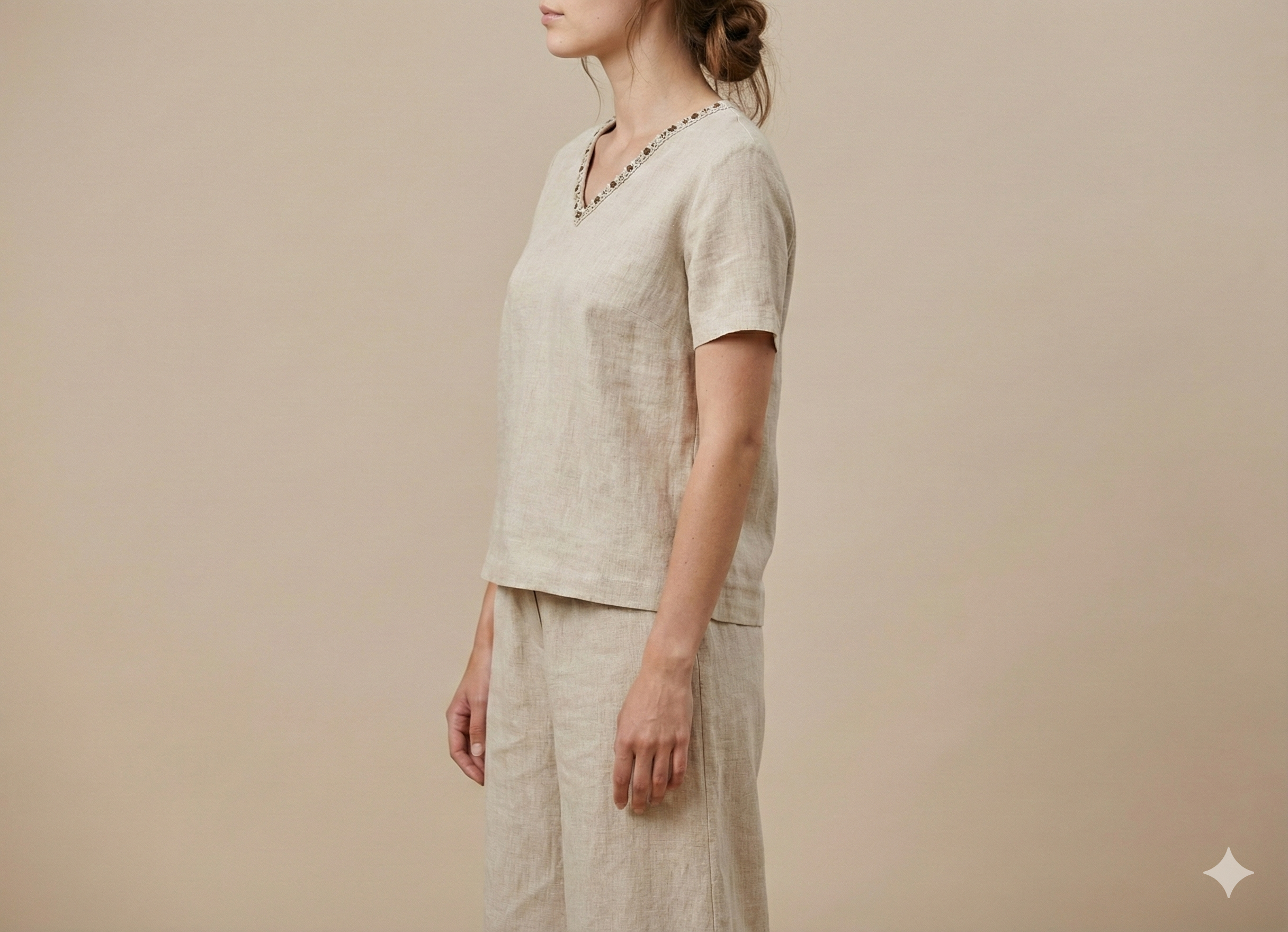 Women’s Linen V-Neck Top