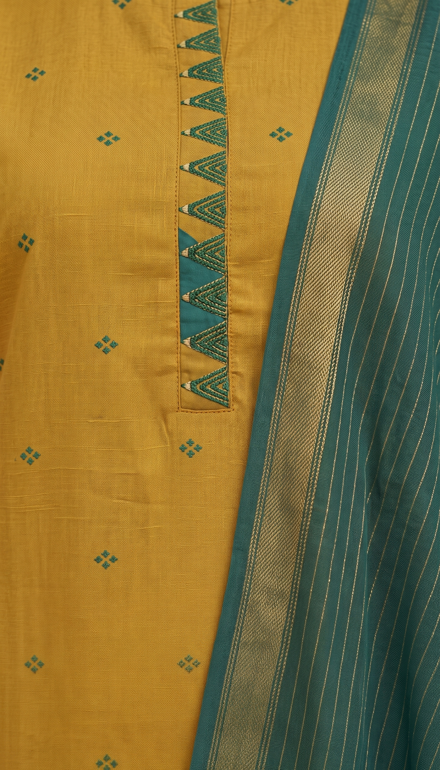 Yellow Dobby Straight Suit Set
